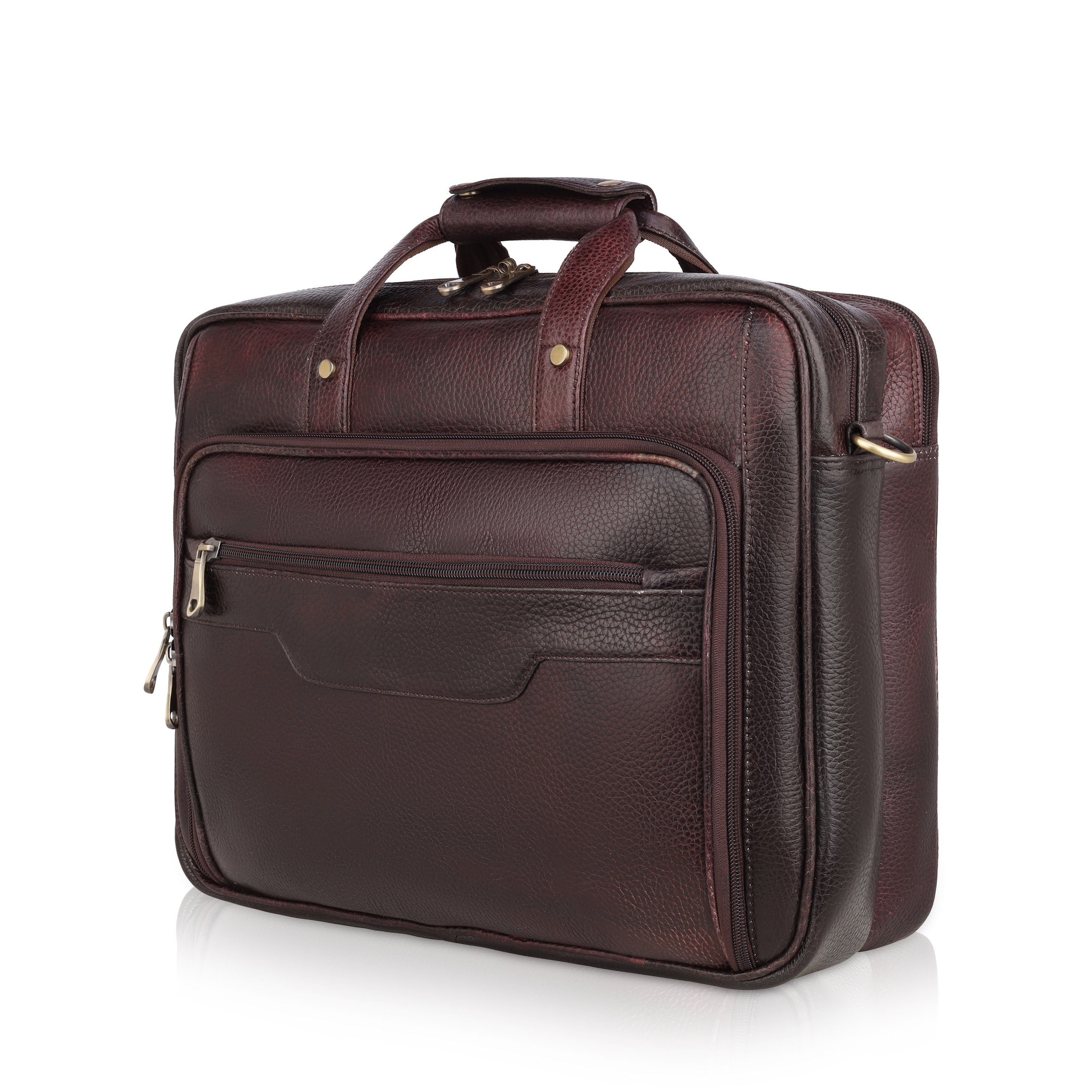 Mark Styling Classic Brown Professional Laptop Briefcase