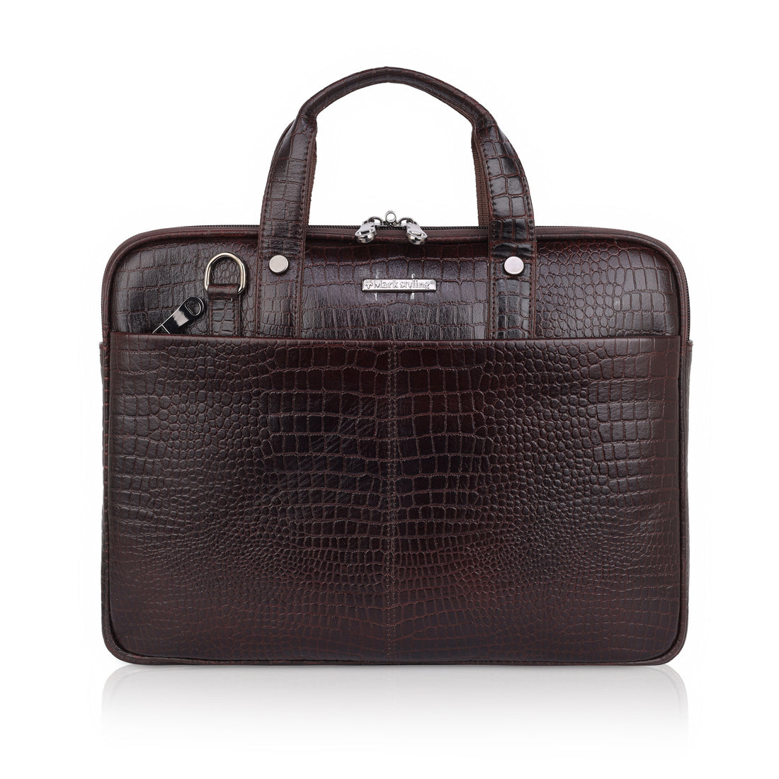 Mark Styling Espresso Croc-Textured Laptop Messenger Bag