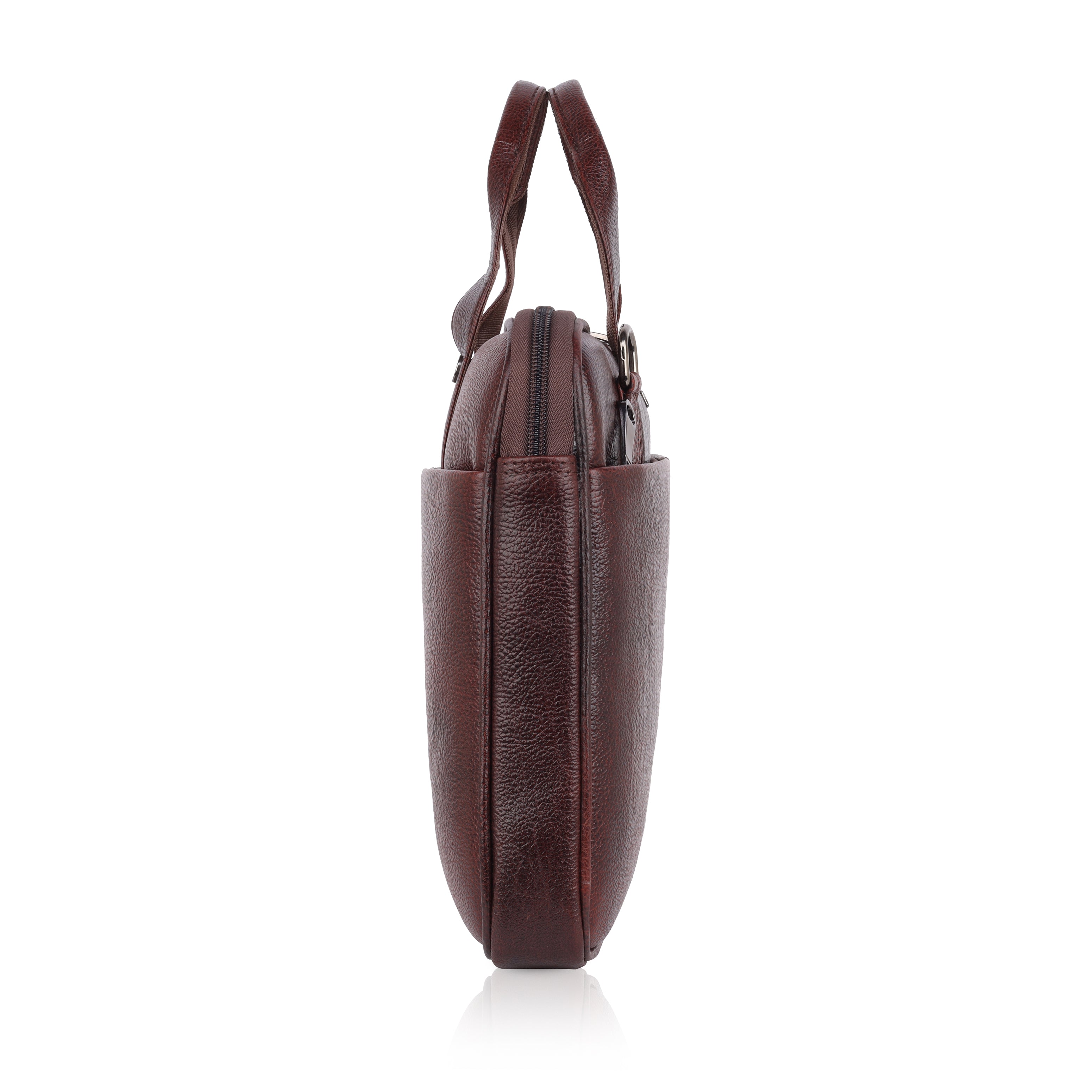 Mark Styling Mahogany Pebble-Grain Laptop Messenger Bag