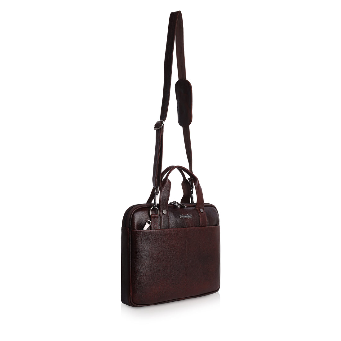 Mark Styling Mahogany Pebble-Grain Laptop Messenger Bag