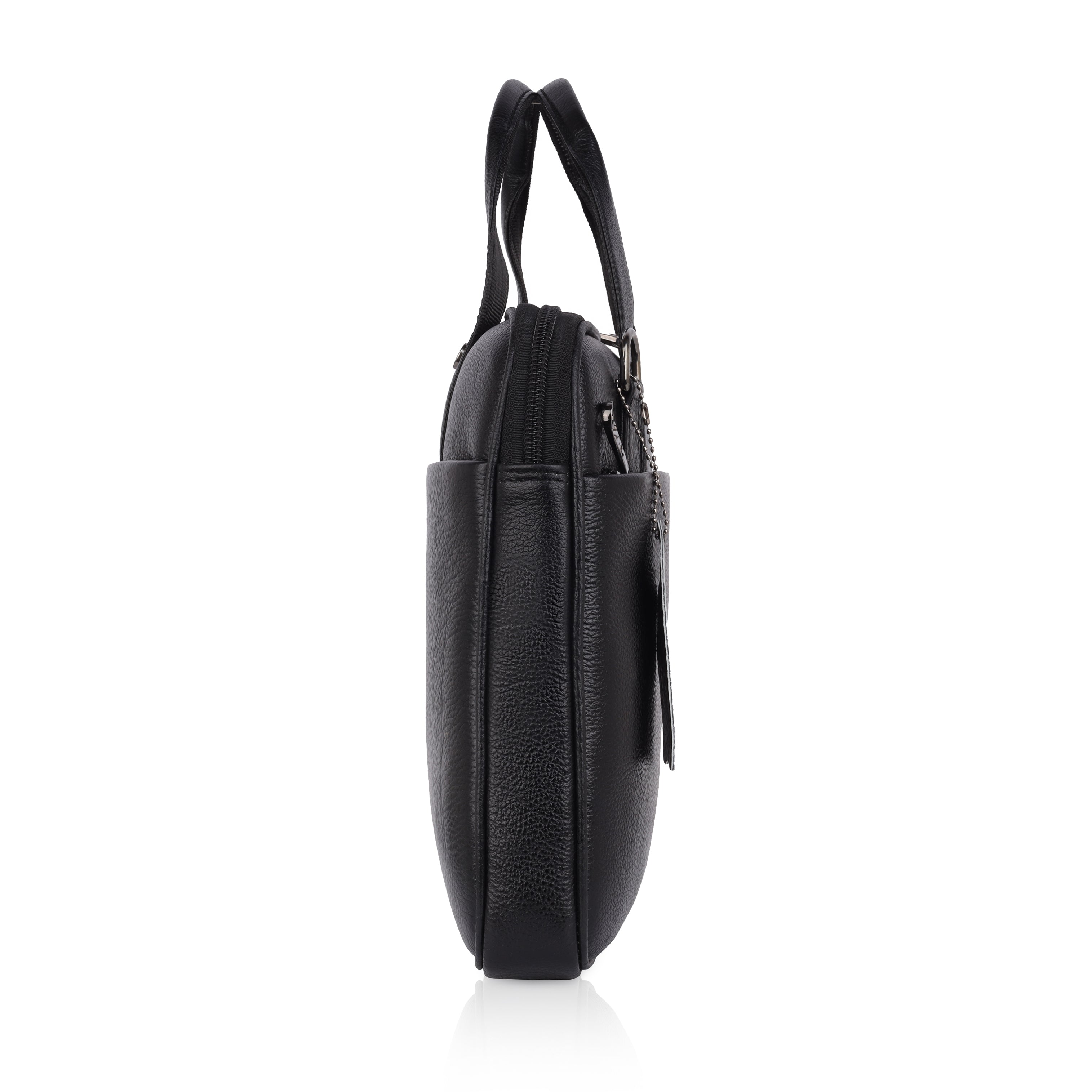 Mark Styling Midnight Black Pebble-Grain Laptop Messenger Bag