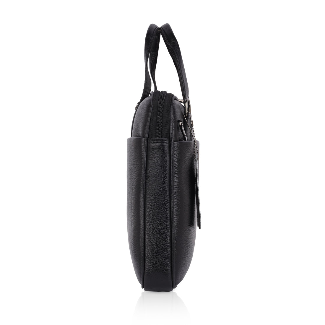 Mark Styling Midnight Black Pebble-Grain Laptop Messenger Bag