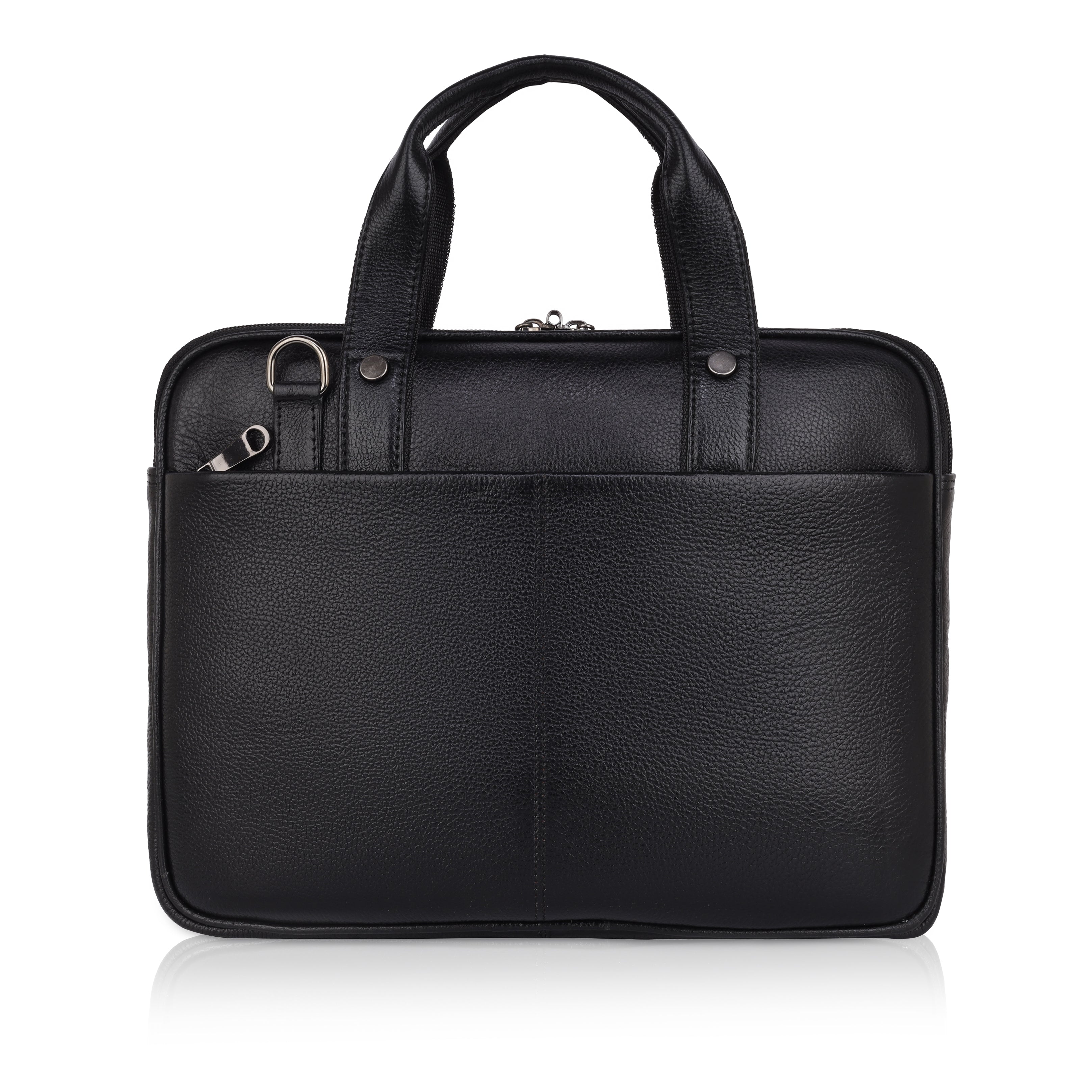 Mark Styling Midnight Black Pebble-Grain Laptop Messenger Bag