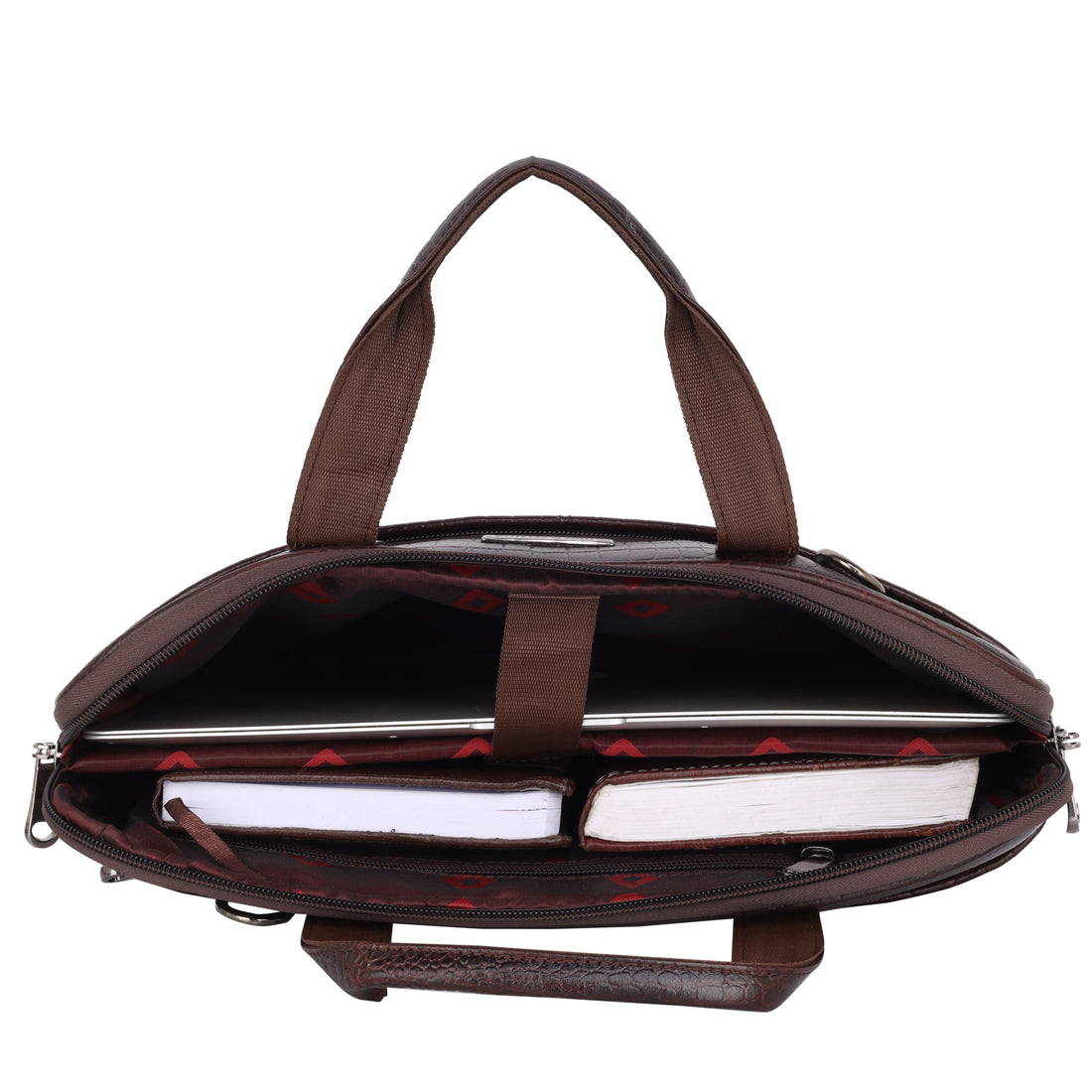 Mark Styling Espresso Croc-Textured Laptop Messenger Bag