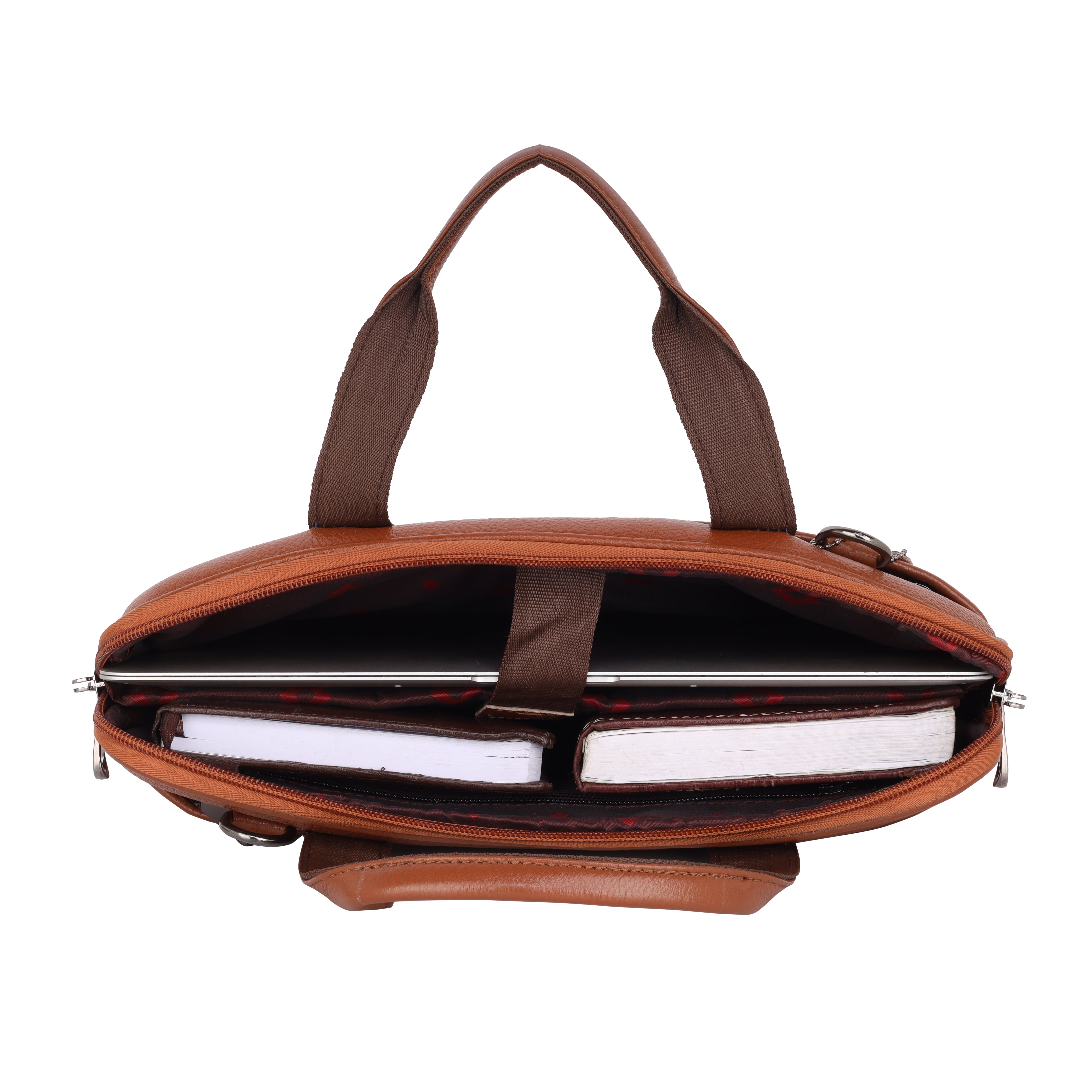 Mark Styling Tan Pebble-Grain Laptop Messenger Bag
