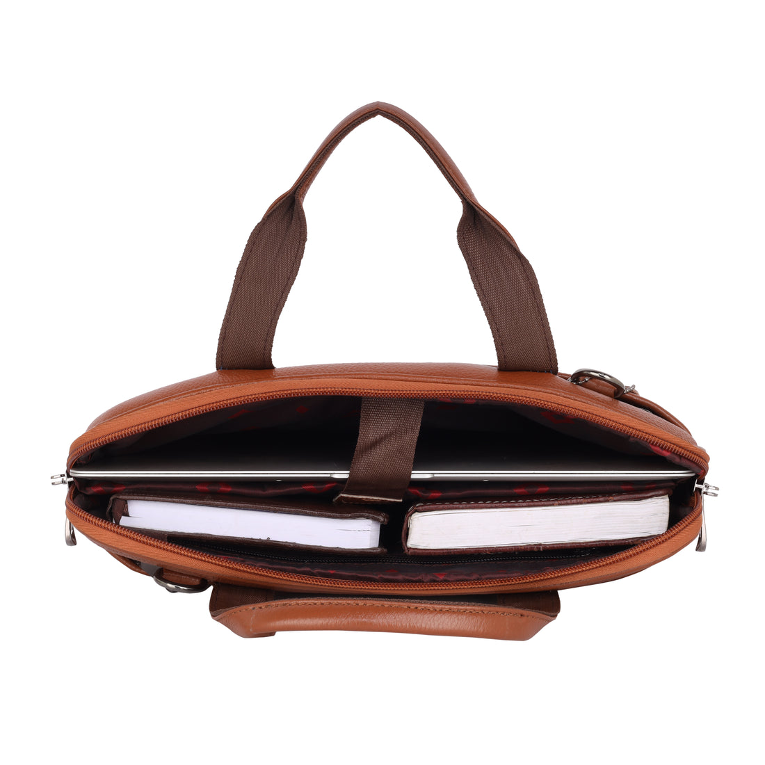 Mark Styling Tan Pebble-Grain Laptop Messenger Bag