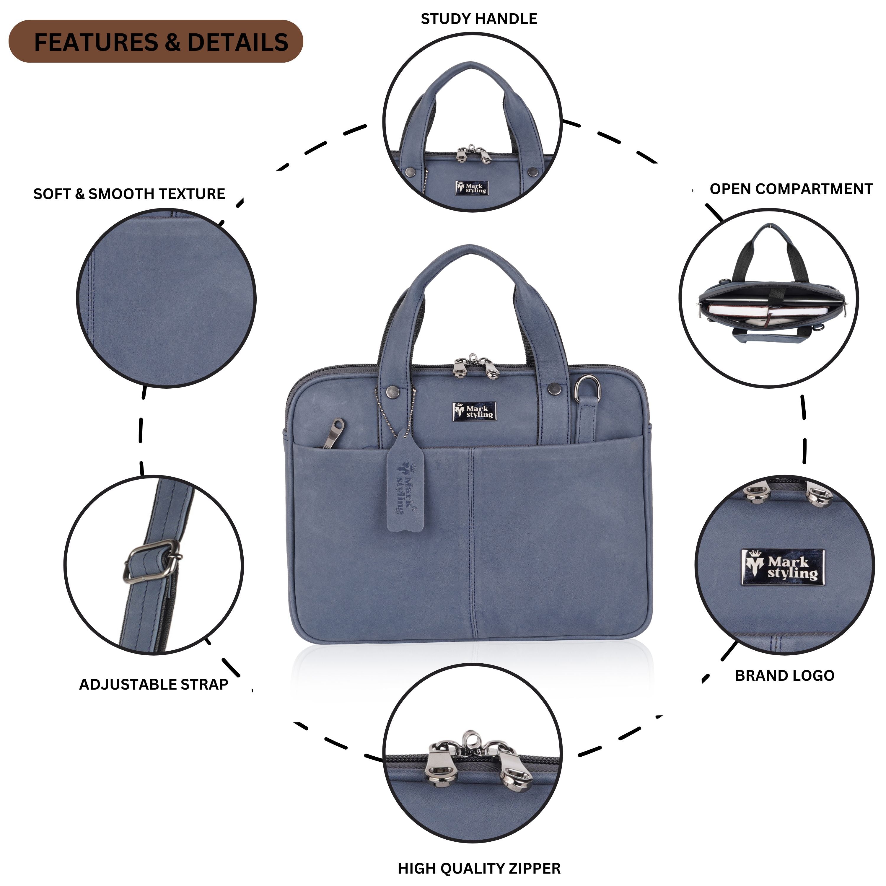 Mark Styling Classic Blue Laptop Messenger Bag