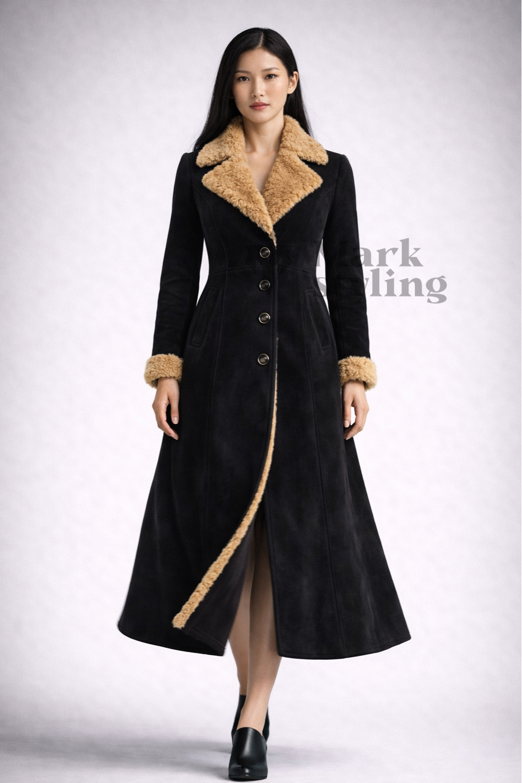 Midnight Suede Overcoat By The Mark Styling