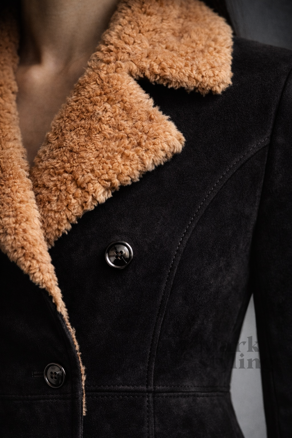 Midnight Suede Overcoat By The Mark Styling