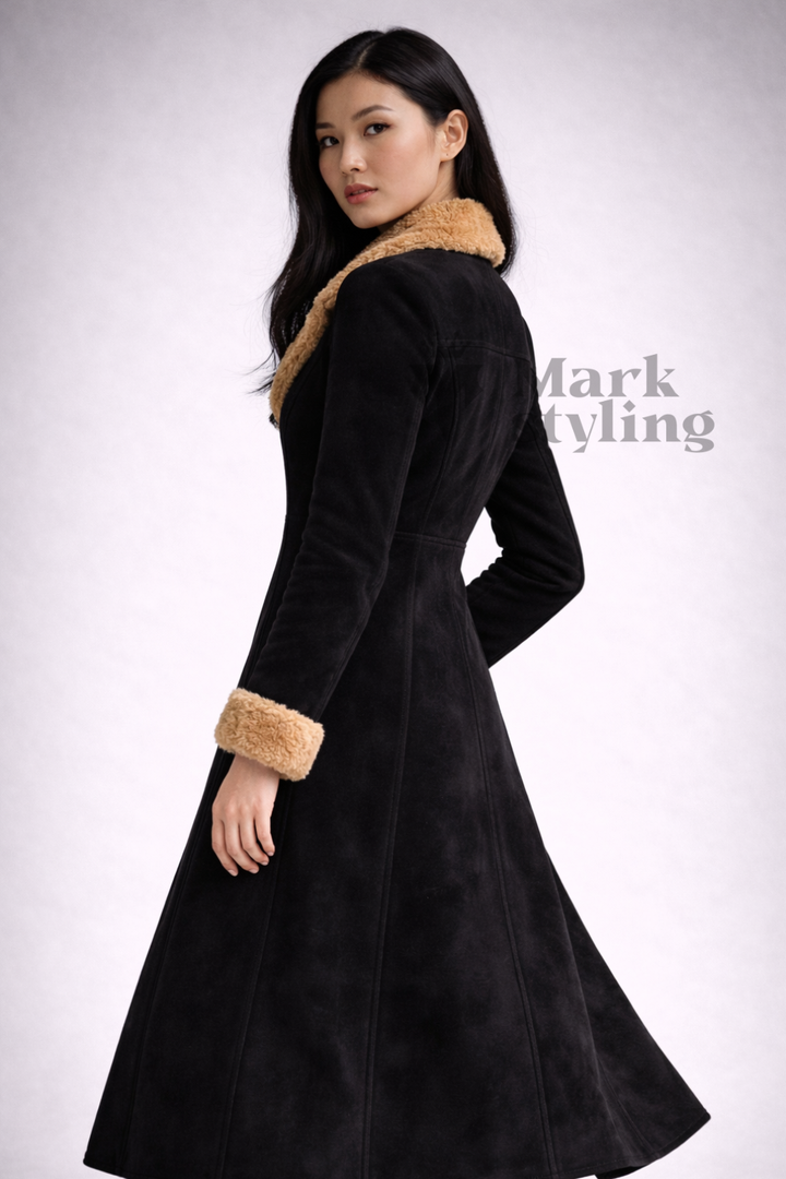 Midnight Suede Overcoat By The Mark Styling