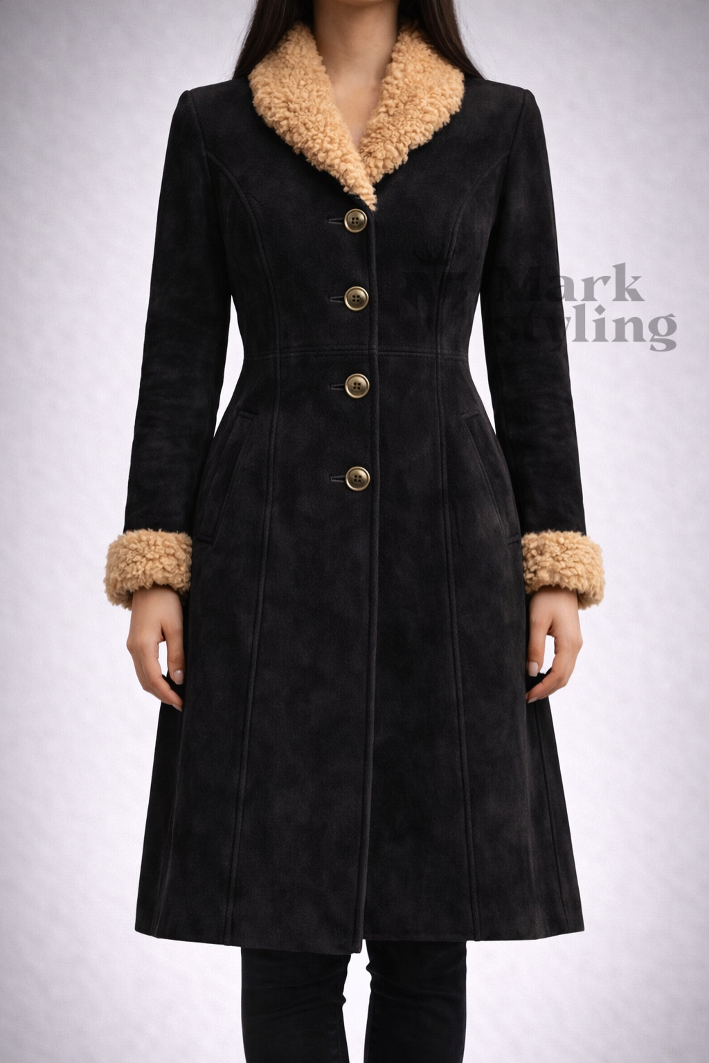 Midnight Suede Overcoat By The Mark Styling