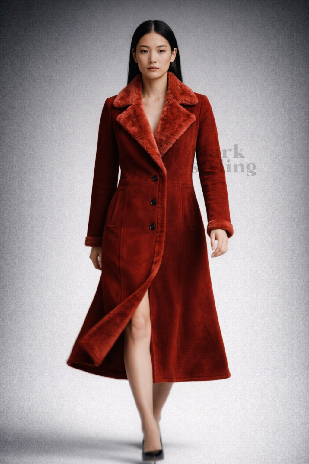 Crimson Suede Overcoat By The Mark Styling