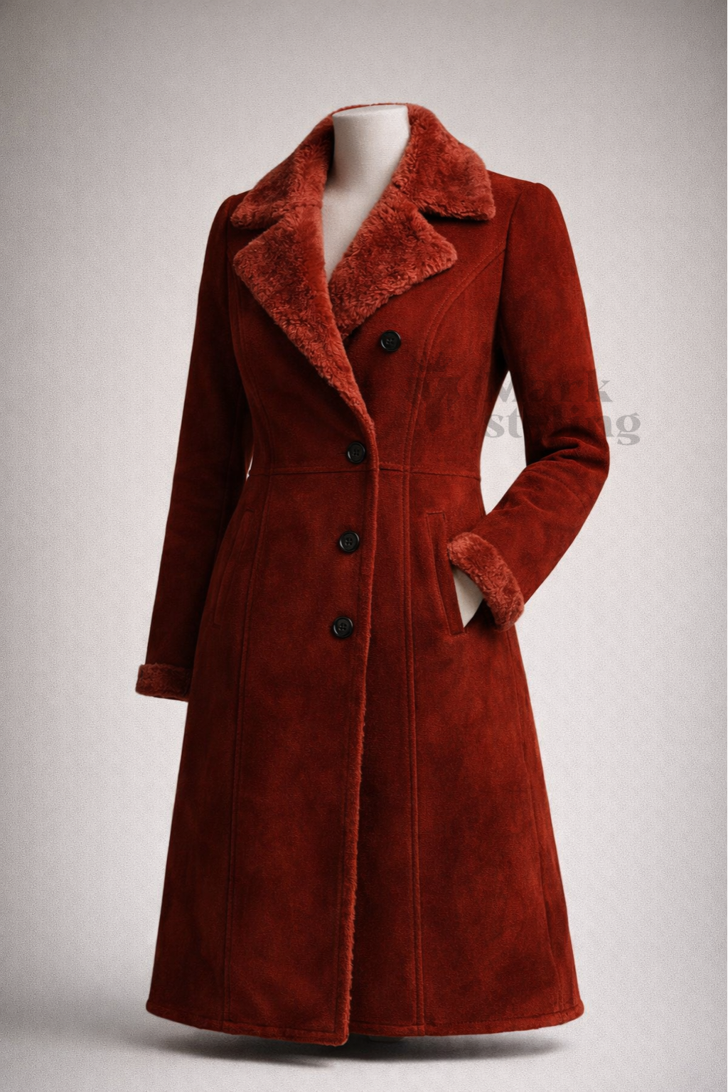 Crimson Suede Overcoat By The Mark Styling