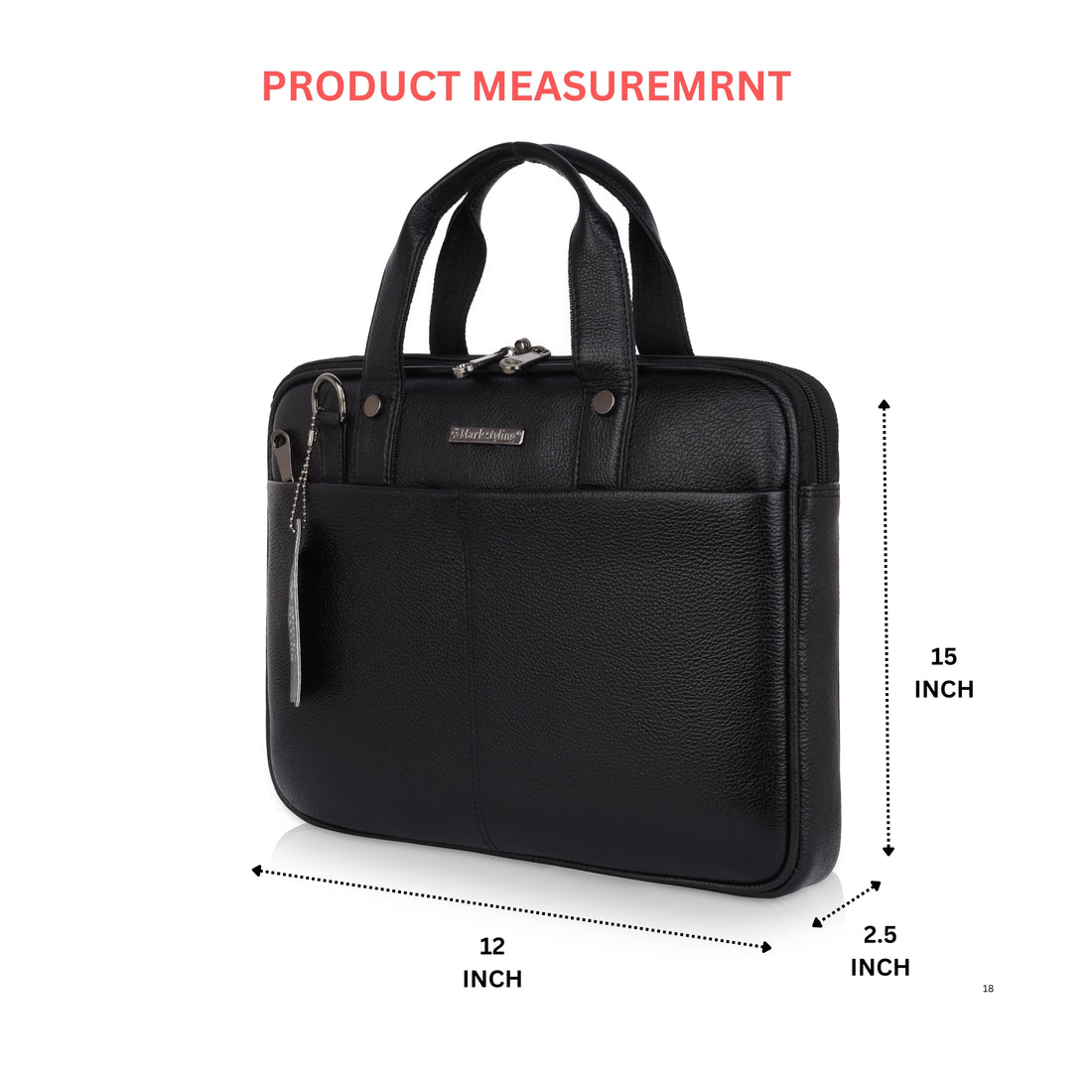 Mark Styling Midnight Black Pebble-Grain Laptop Messenger Bag