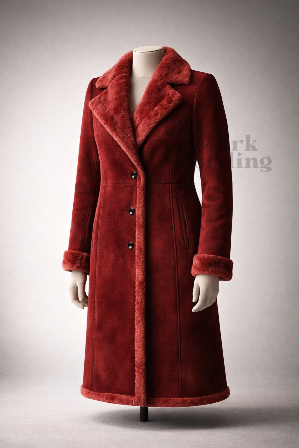 Crimson Suede Overcoat By The Mark Styling