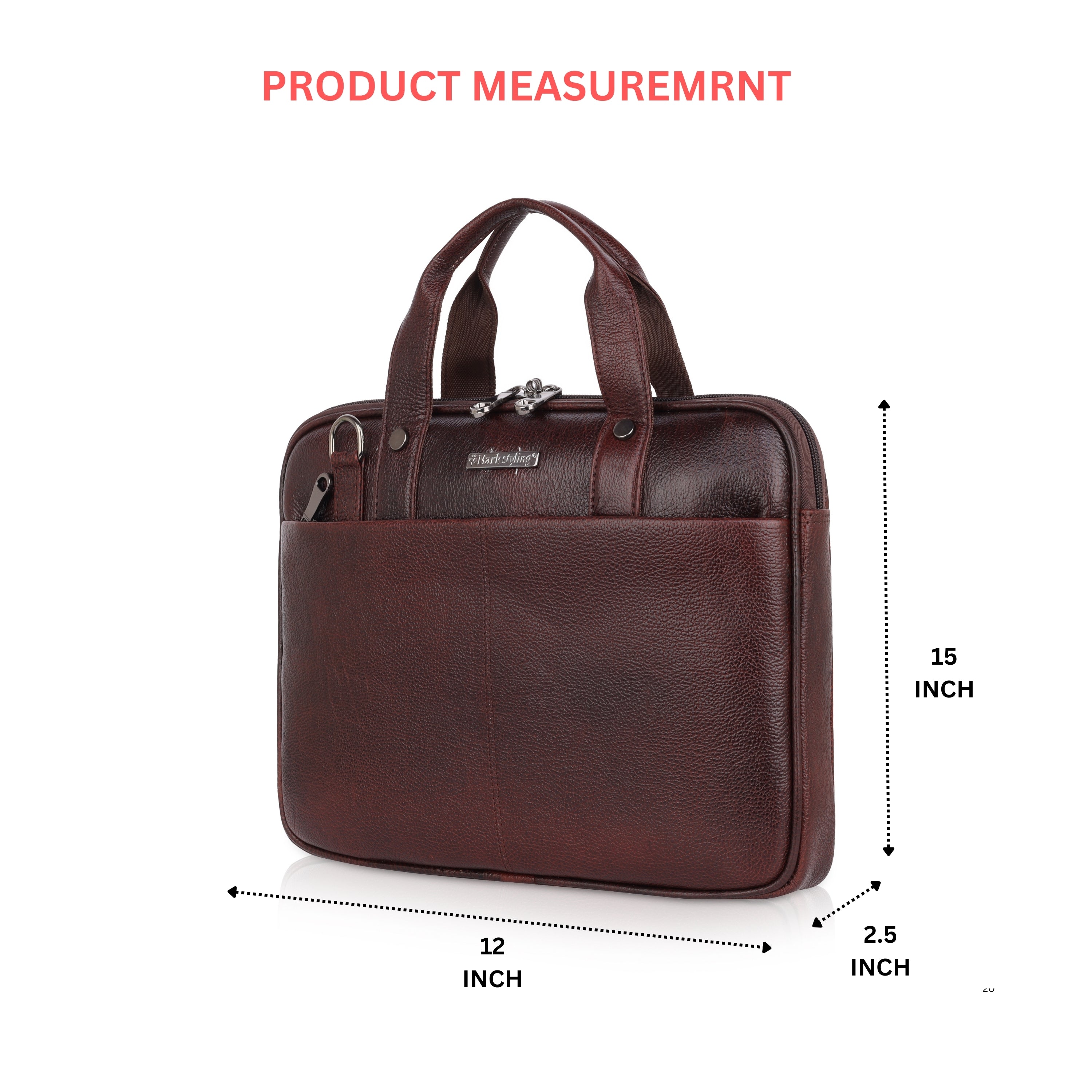 Mark Styling Mahogany Pebble-Grain Laptop Messenger Bag
