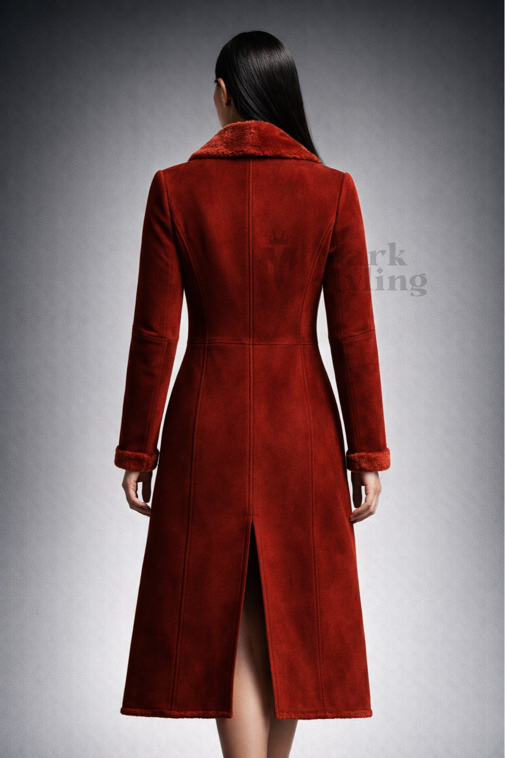 Crimson Suede Overcoat By The Mark Styling