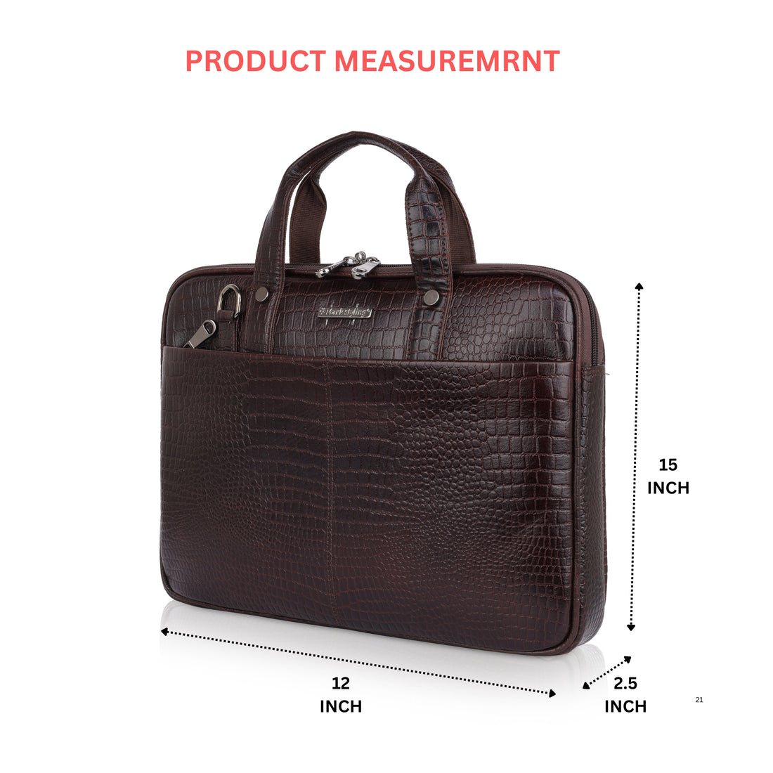 Mark Styling Espresso Croc-Textured Laptop Messenger Bag