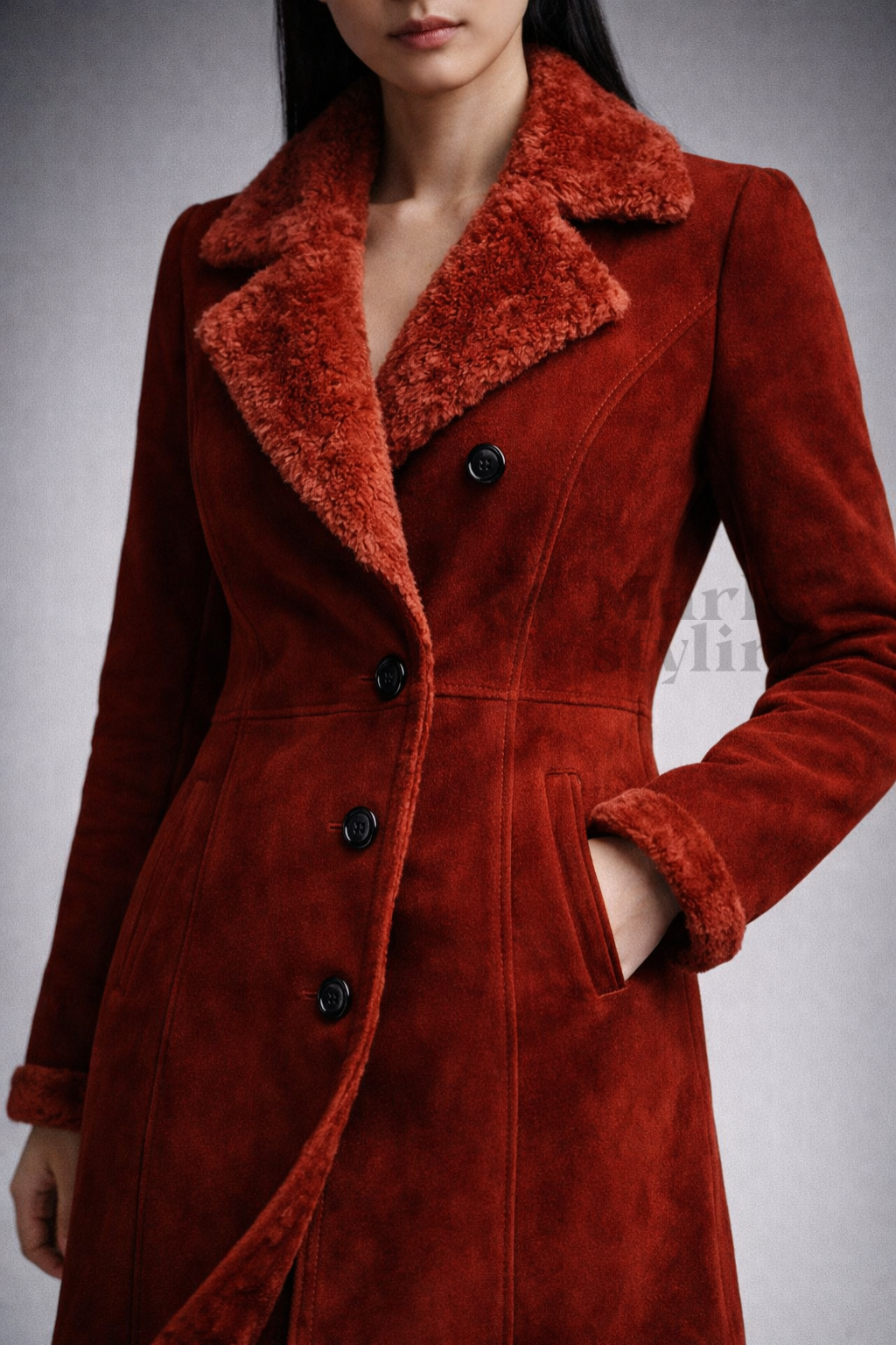 Crimson Suede Overcoat By The Mark Styling
