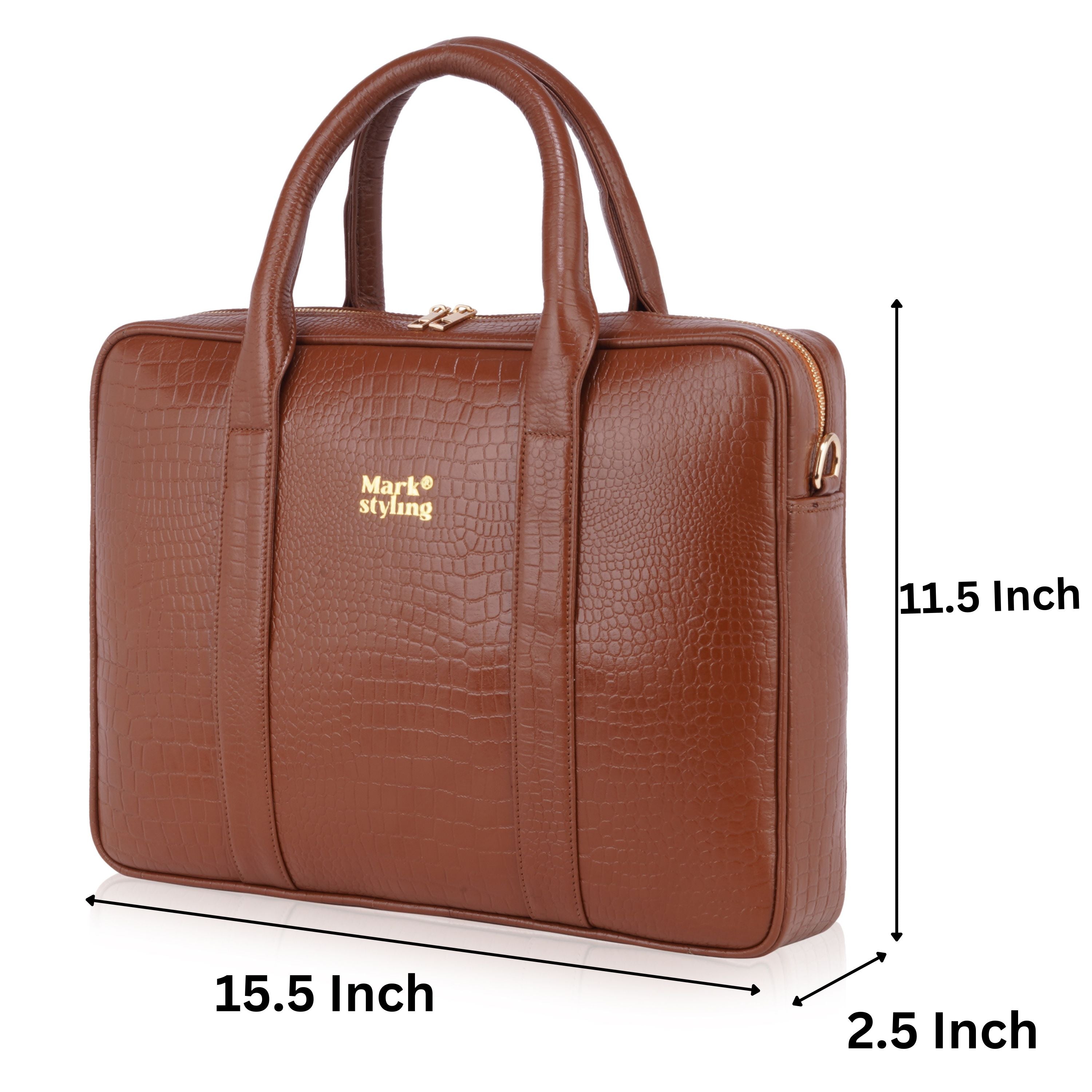 Mark Styling Croc-Texture Premium Executive Laptop Bag