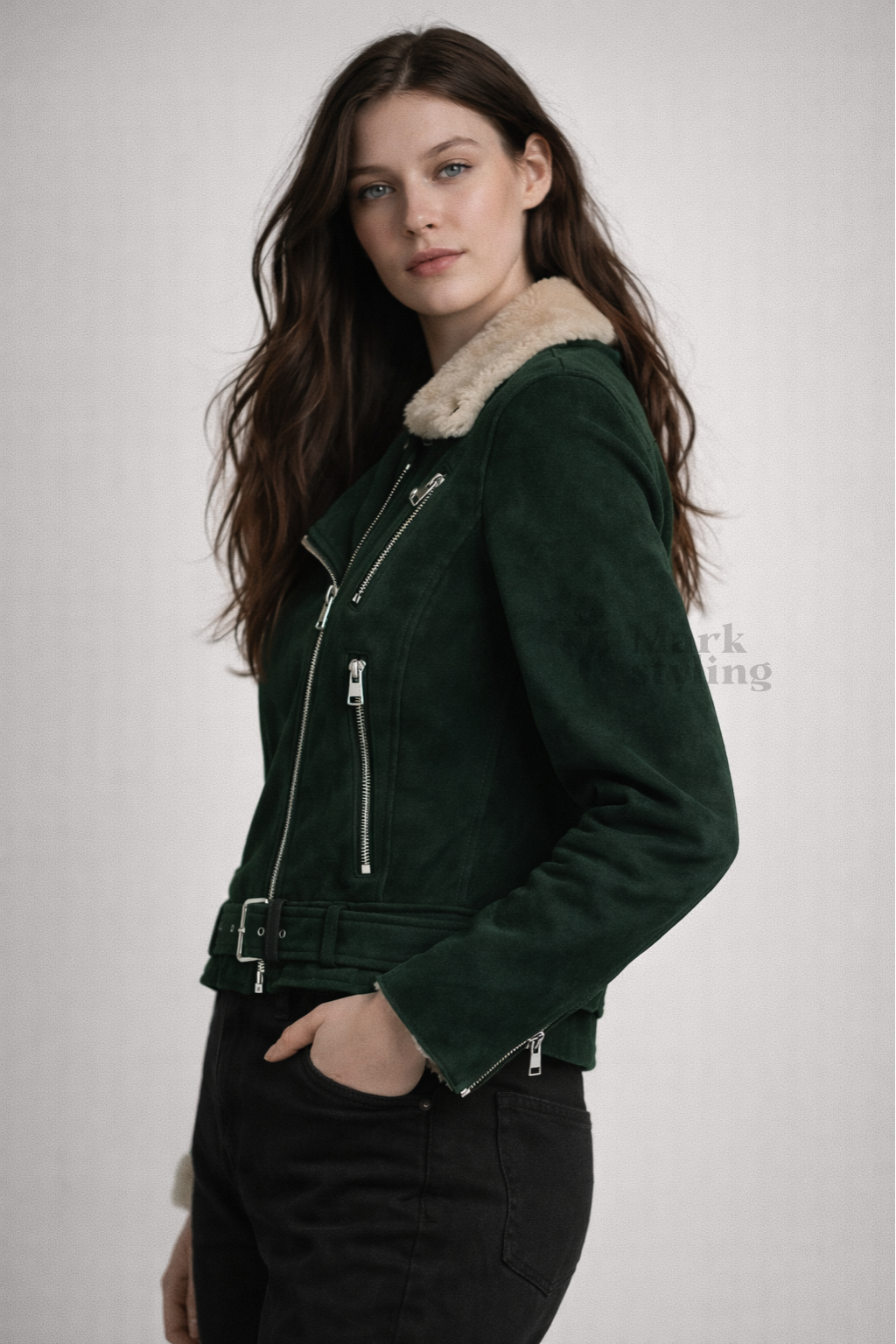 Alpine Sherpa-Lined Biker Jacket By The Mark Styling
