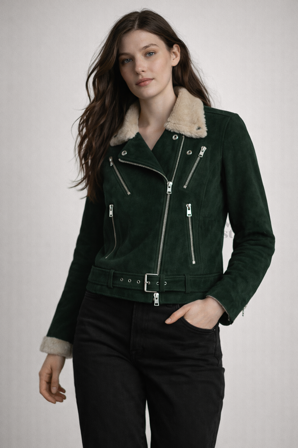 Alpine Sherpa-Lined Biker Jacket By The Mark Styling