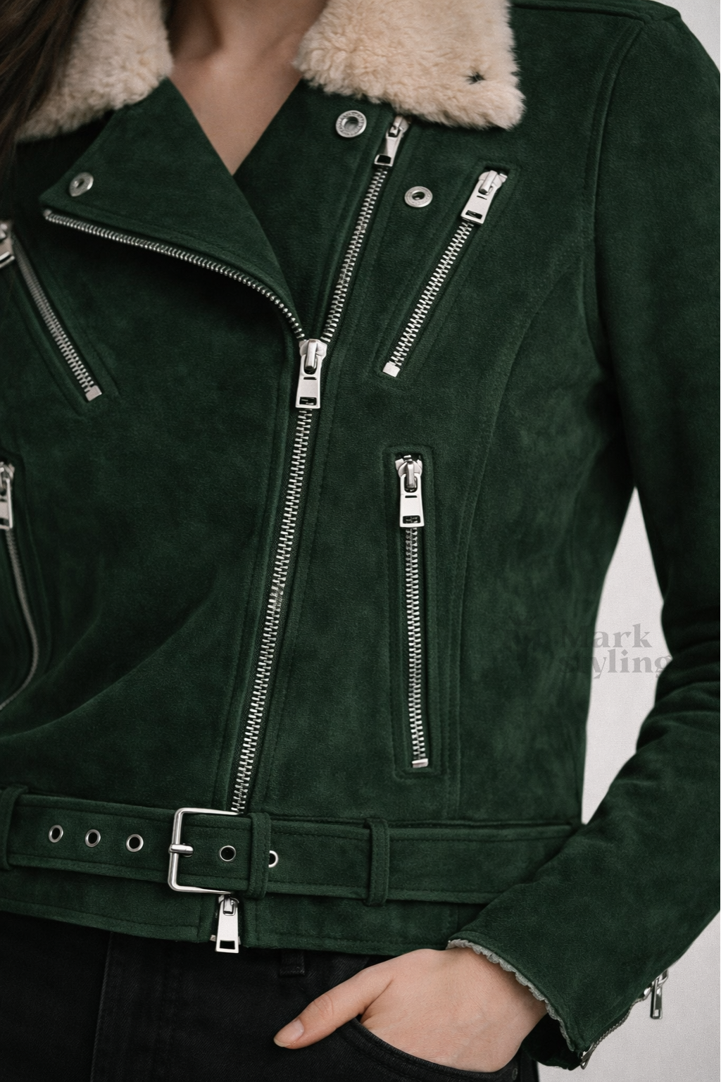 Alpine Sherpa-Lined Biker Jacket By The Mark Styling
