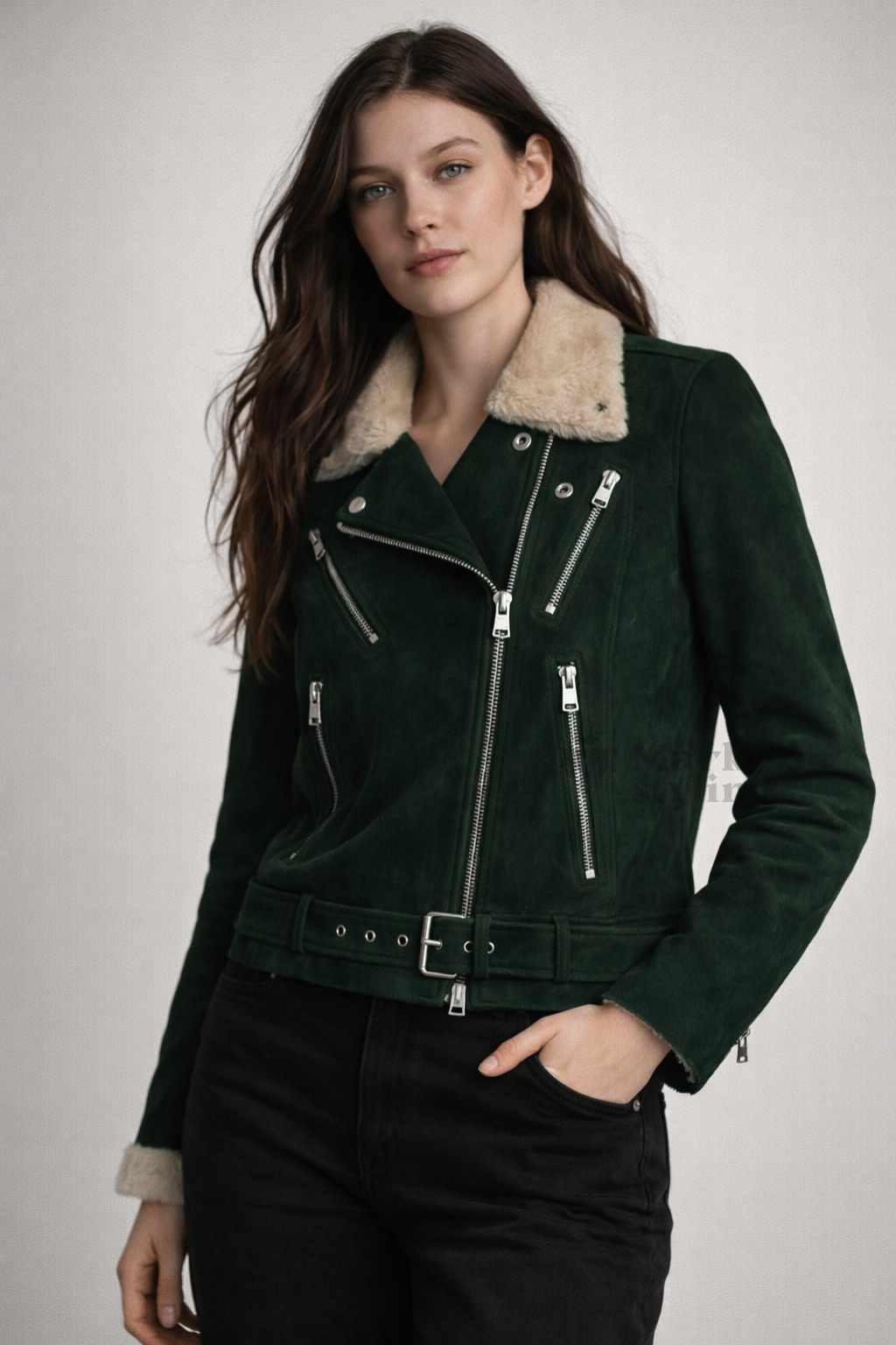 Alpine Sherpa-Lined Biker Jacket By The Mark Styling