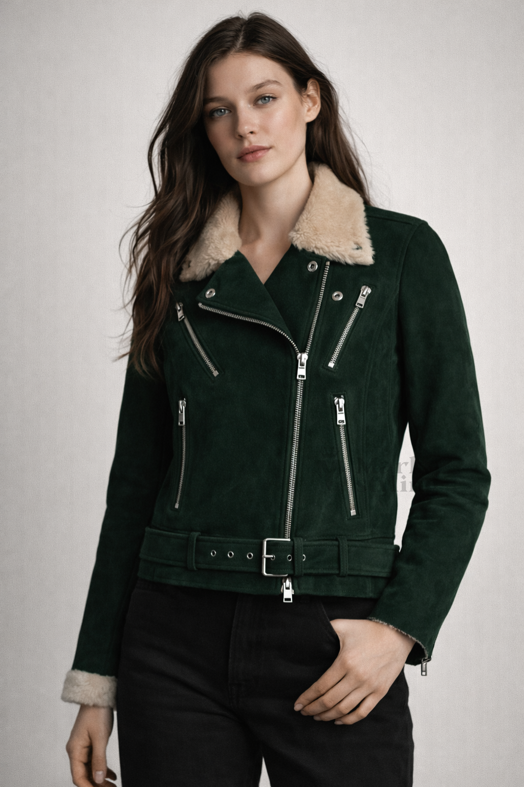 Alpine Sherpa-Lined Biker Jacket By The Mark Styling