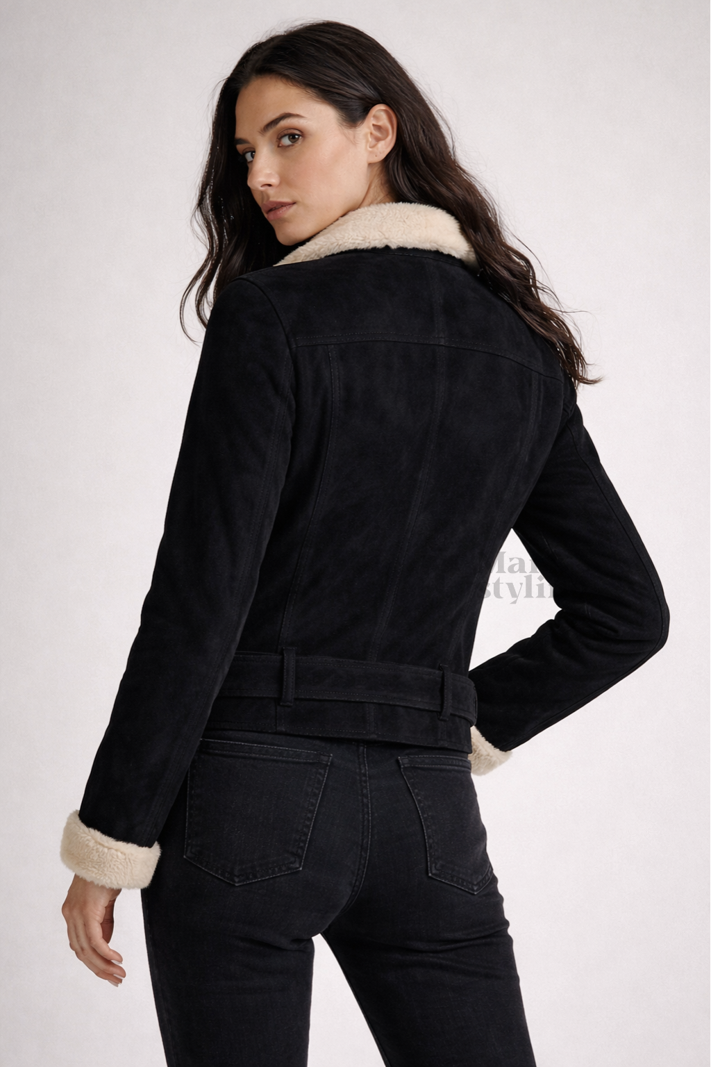 Onyx Sherpa-Lined Biker Jacket By The Mark Styling