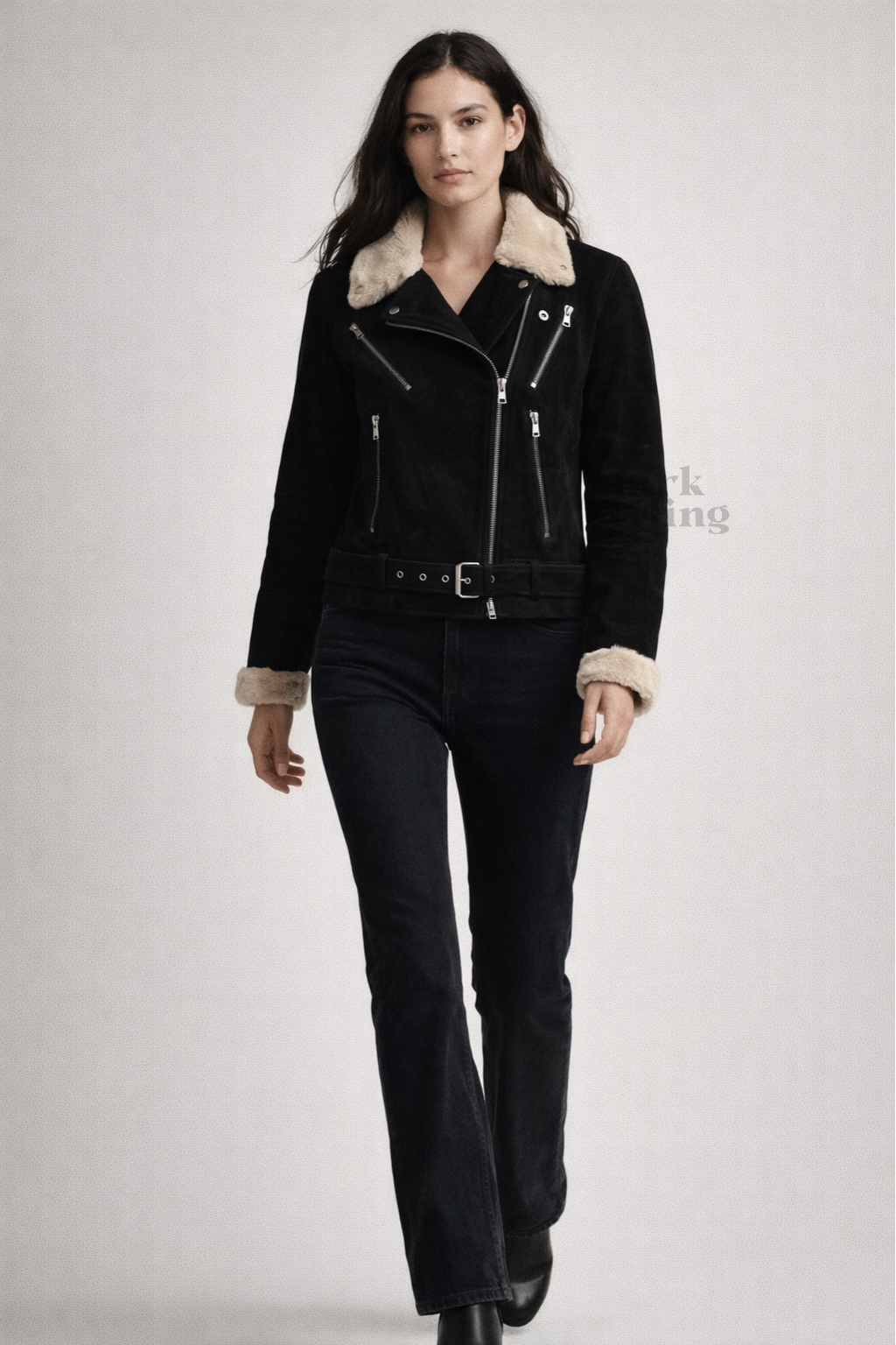 Onyx Sherpa-Lined Biker Jacket By The Mark Styling