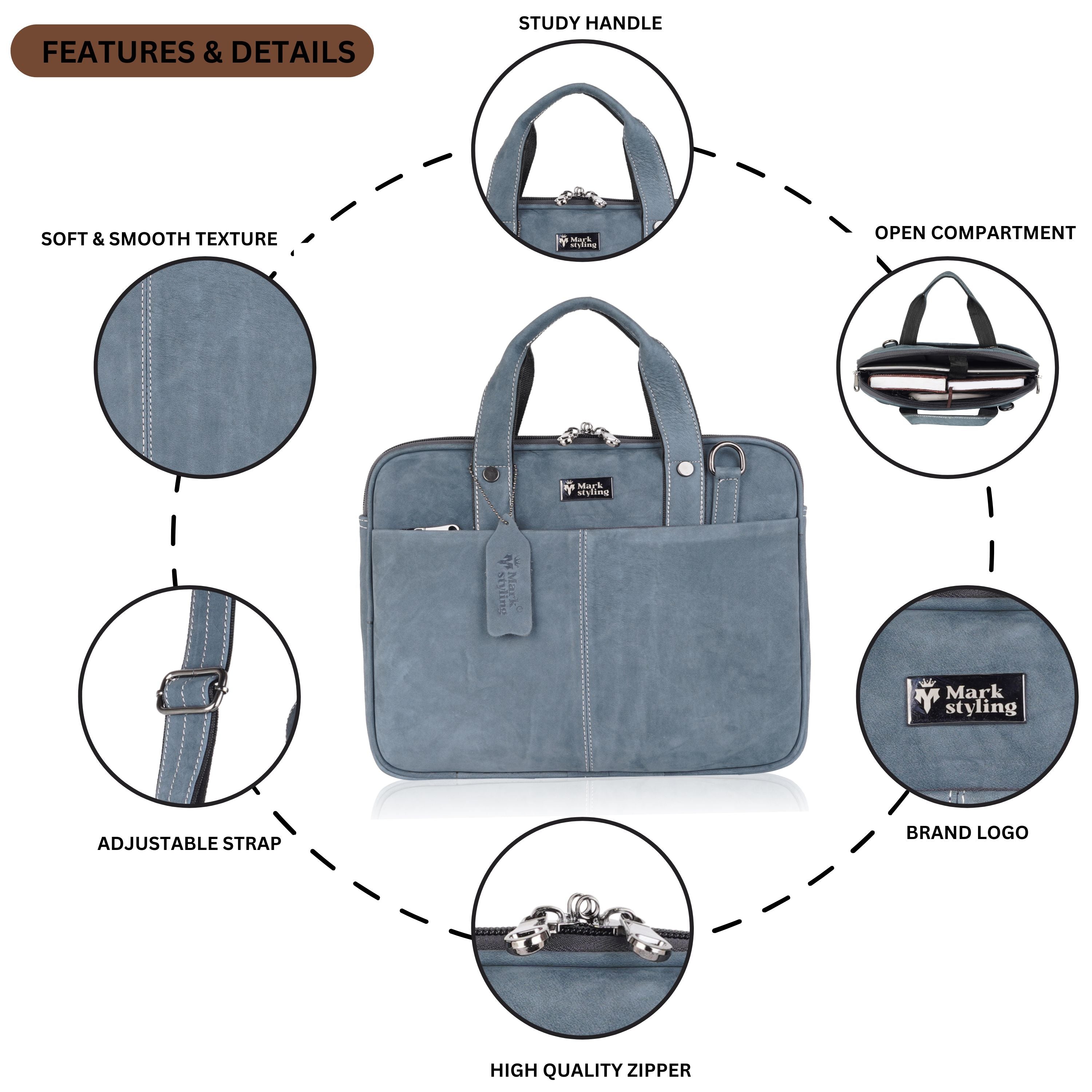 Mark Styling Vintage Blue Executive Laptop Bag
