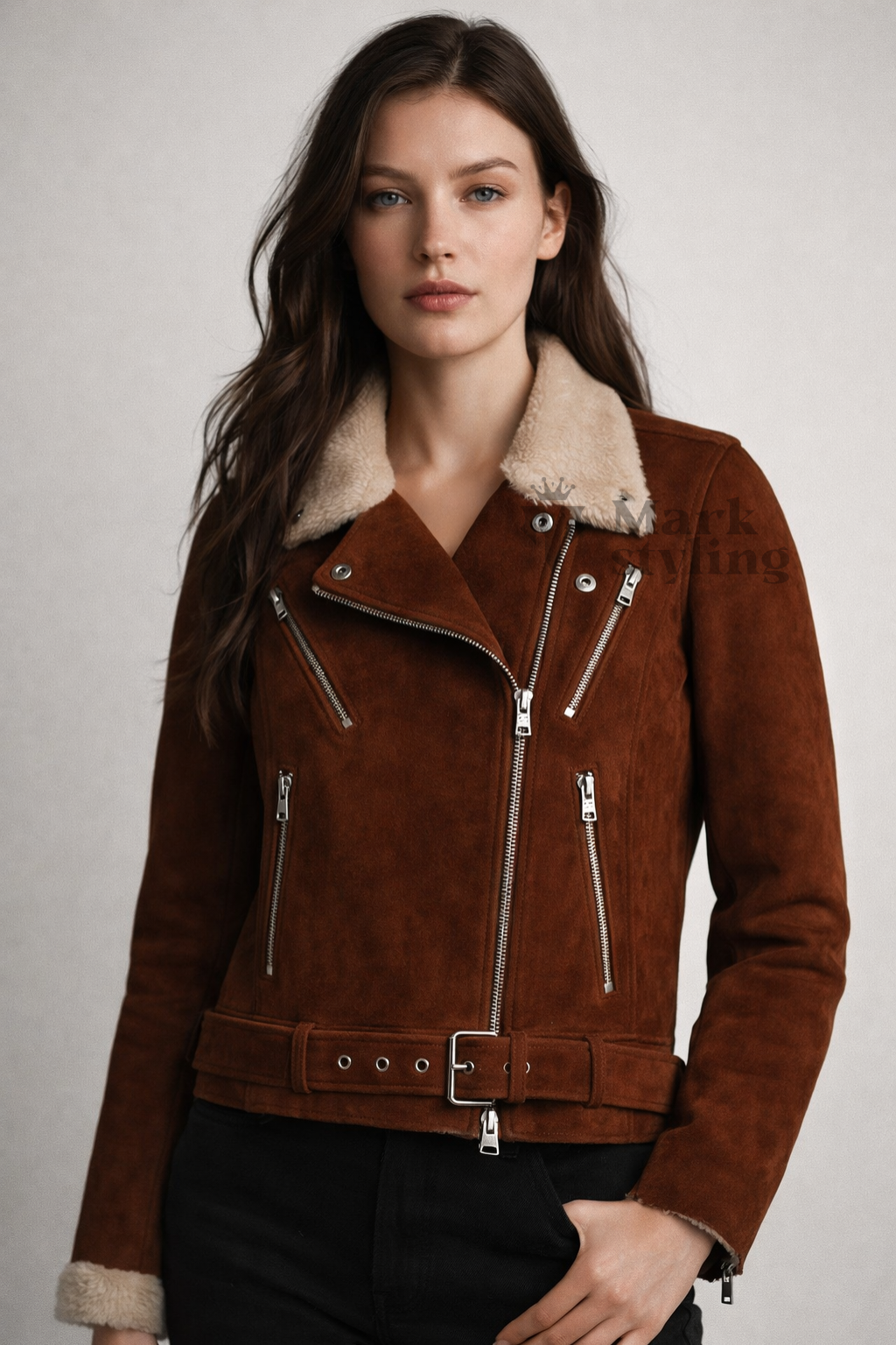 Sienna Sherpa-Lined Biker Jacket By The Mark Styling