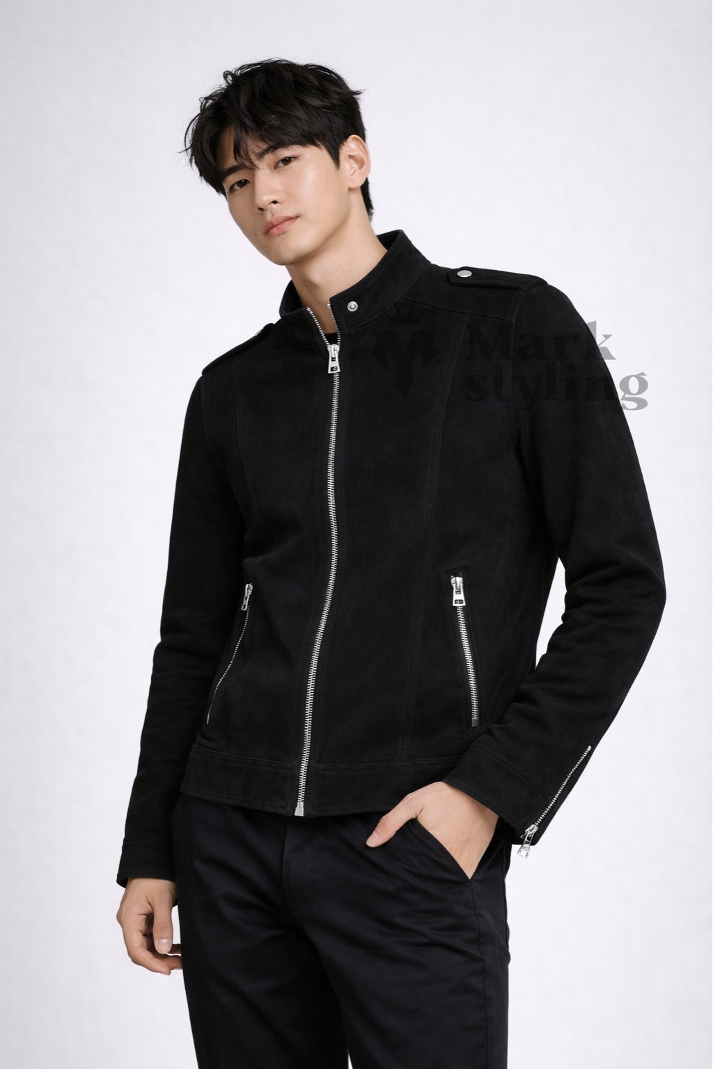 Onyx Suede Moto-Racer By The Mark Styling