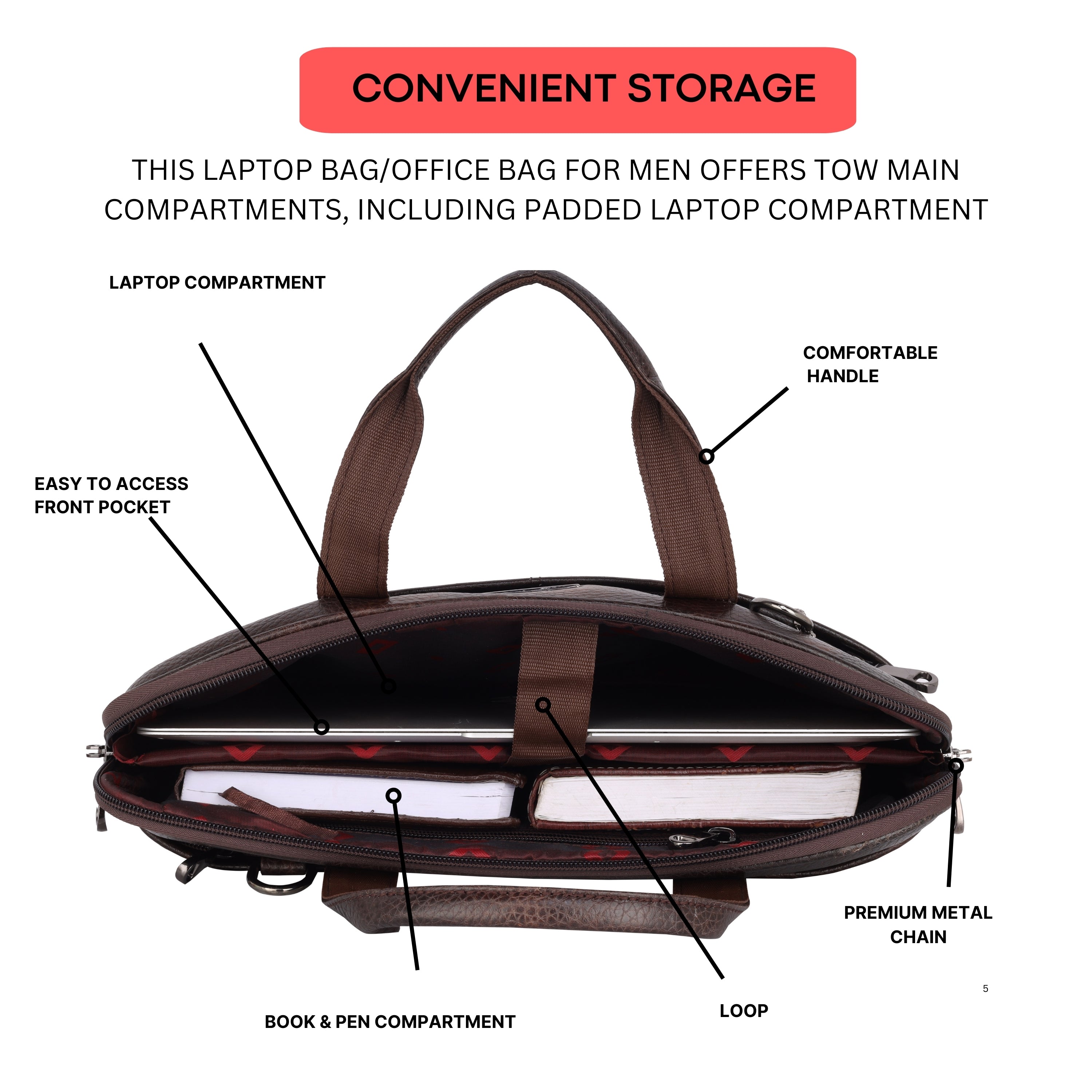 Mark Styling Burnished Mocha Laptop Messenger Bag