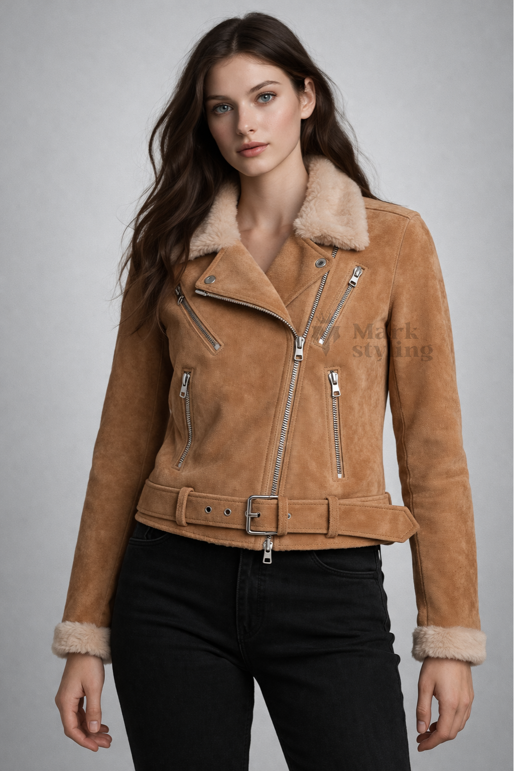 Sahara Sherpa-Lined Biker Jacket