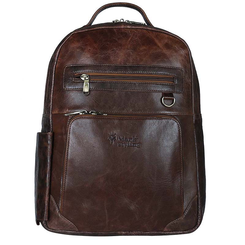 Markstyling Real Leather Luxury Backpack For Office Use Men & Women