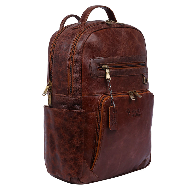 Markstyling Real Leather Luxury Backpack For Office Use Men & Women