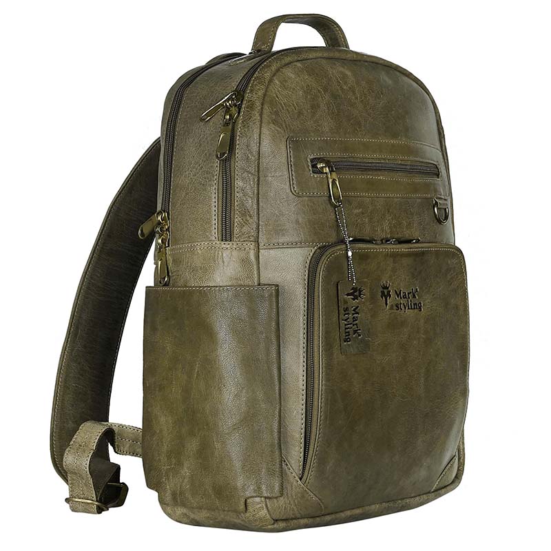 Markstyling Real Leather Luxury Backpack For Office Use Men & Women