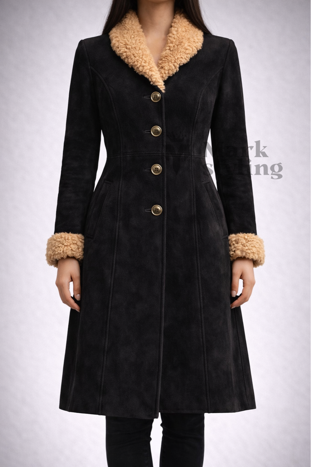 Midnight Suede Overcoat By The Mark Styling