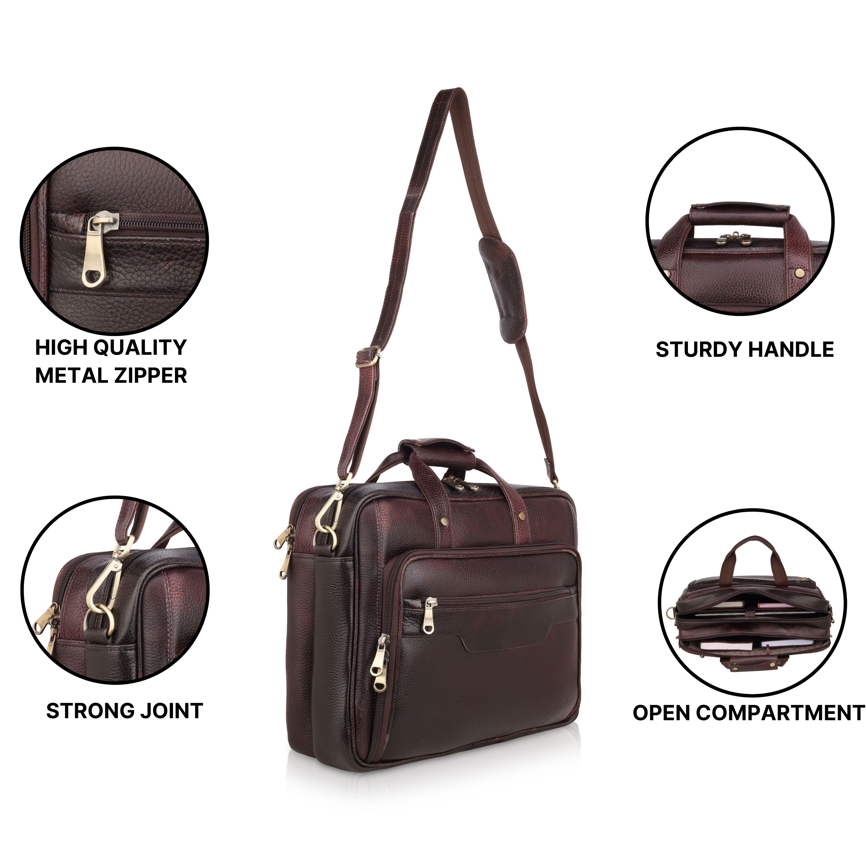 Mark Styling Classic Brown Professional Laptop Briefcase