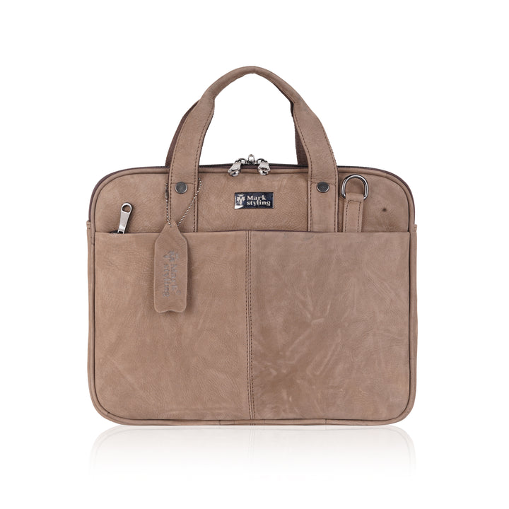 Mark Styling Executive Tan Leather Laptop Bag
