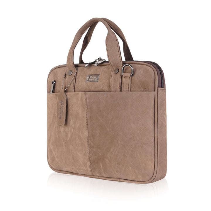 Mark Styling Executive Tan Leather Laptop Bag