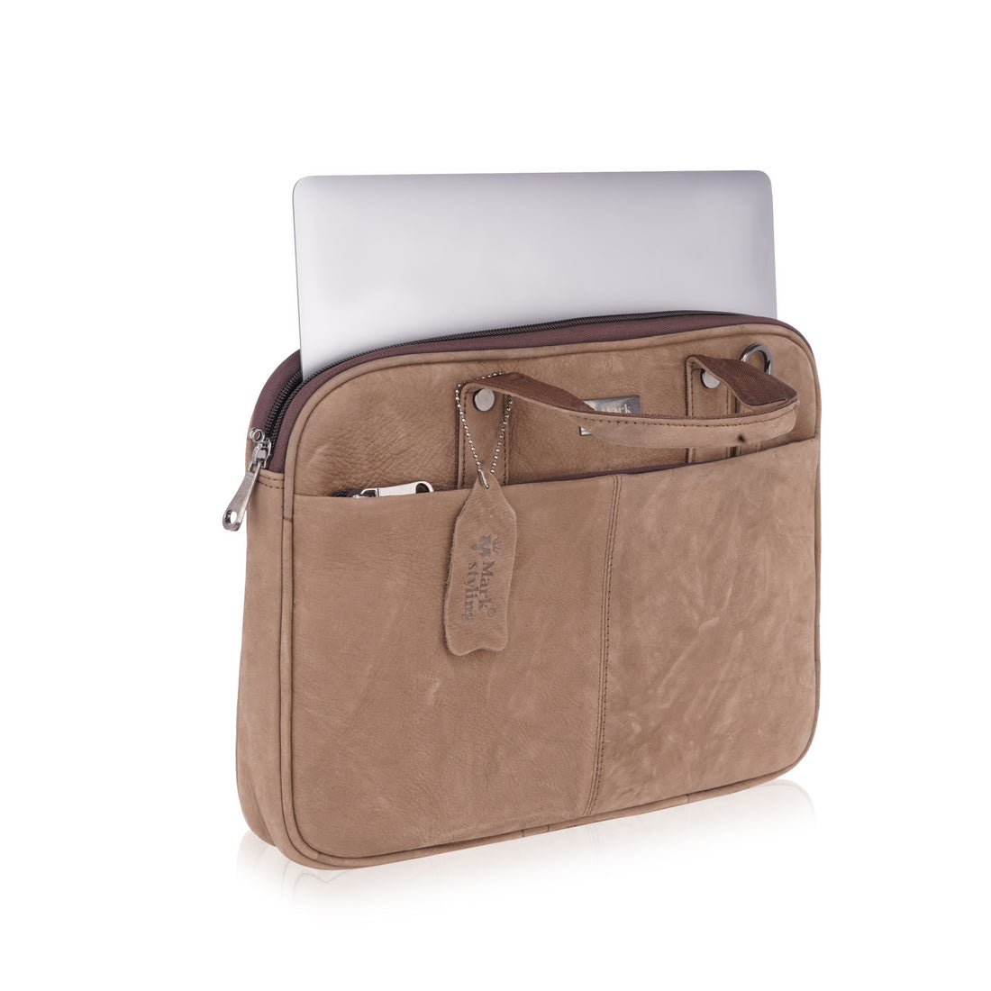 Mark Styling Executive Tan Leather Laptop Bag