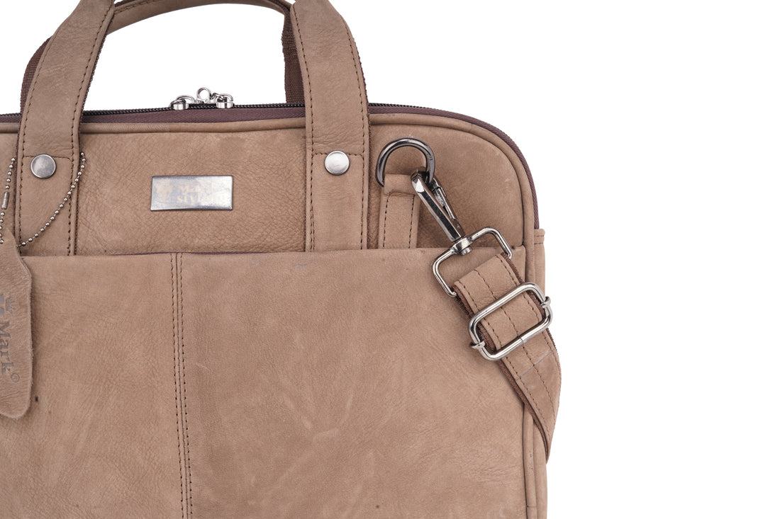 Mark Styling Executive Tan Leather Laptop Bag