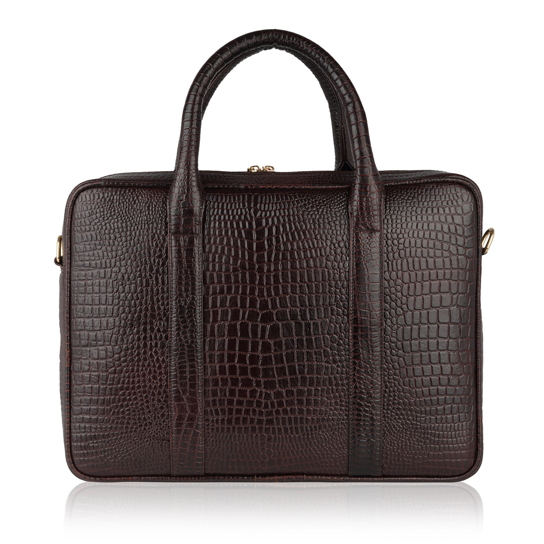 Mark Styling Croc-Texture Dark Brown Executive Laptop Bag