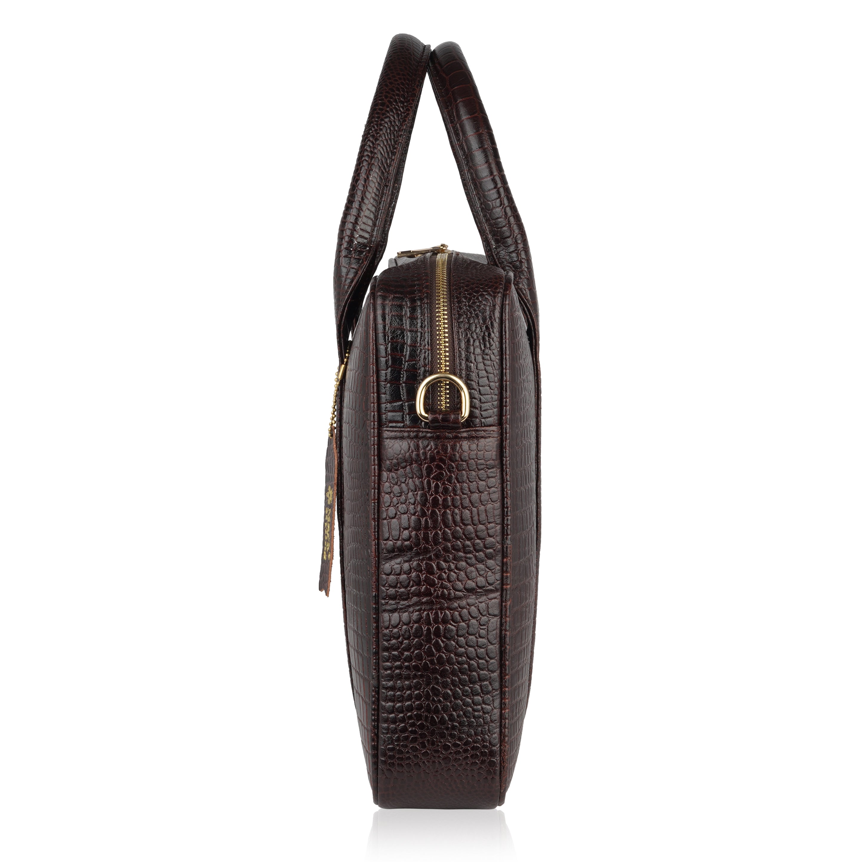 Mark Styling Croc-Texture Dark Brown Executive Laptop Bag