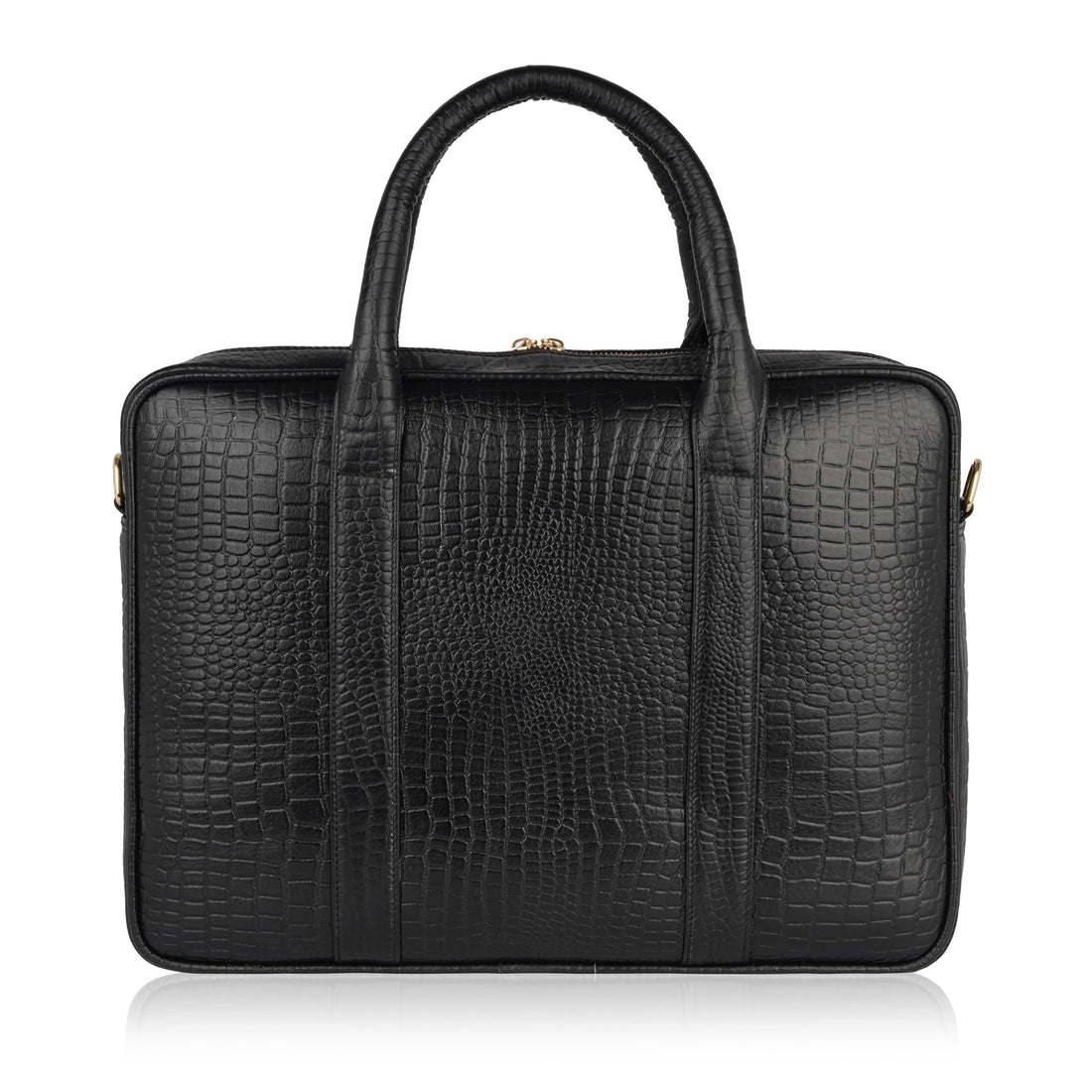 Mark Styling Croc-Texture Black Executive Laptop Bag