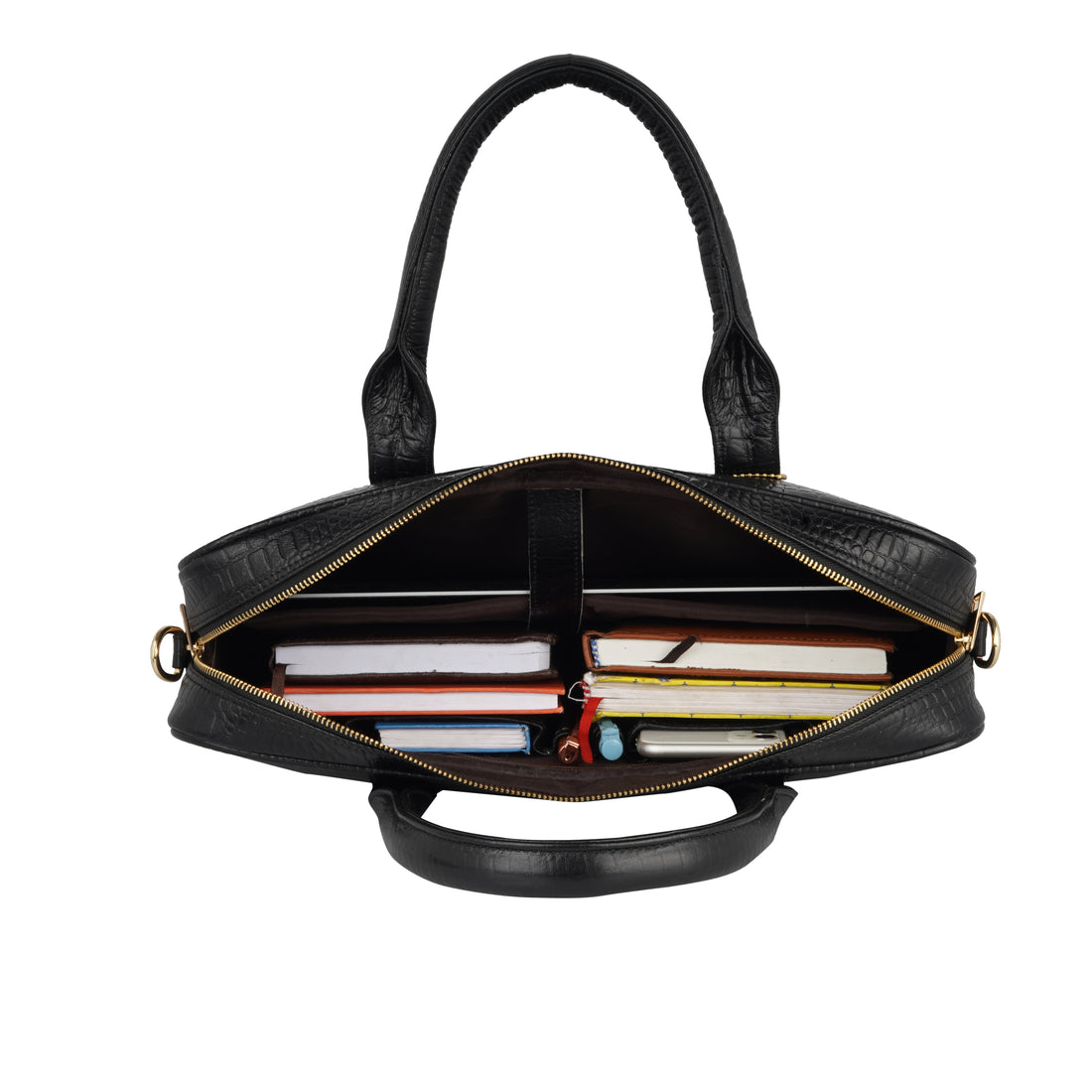 Mark Styling Croc-Texture Black Executive Laptop Bag