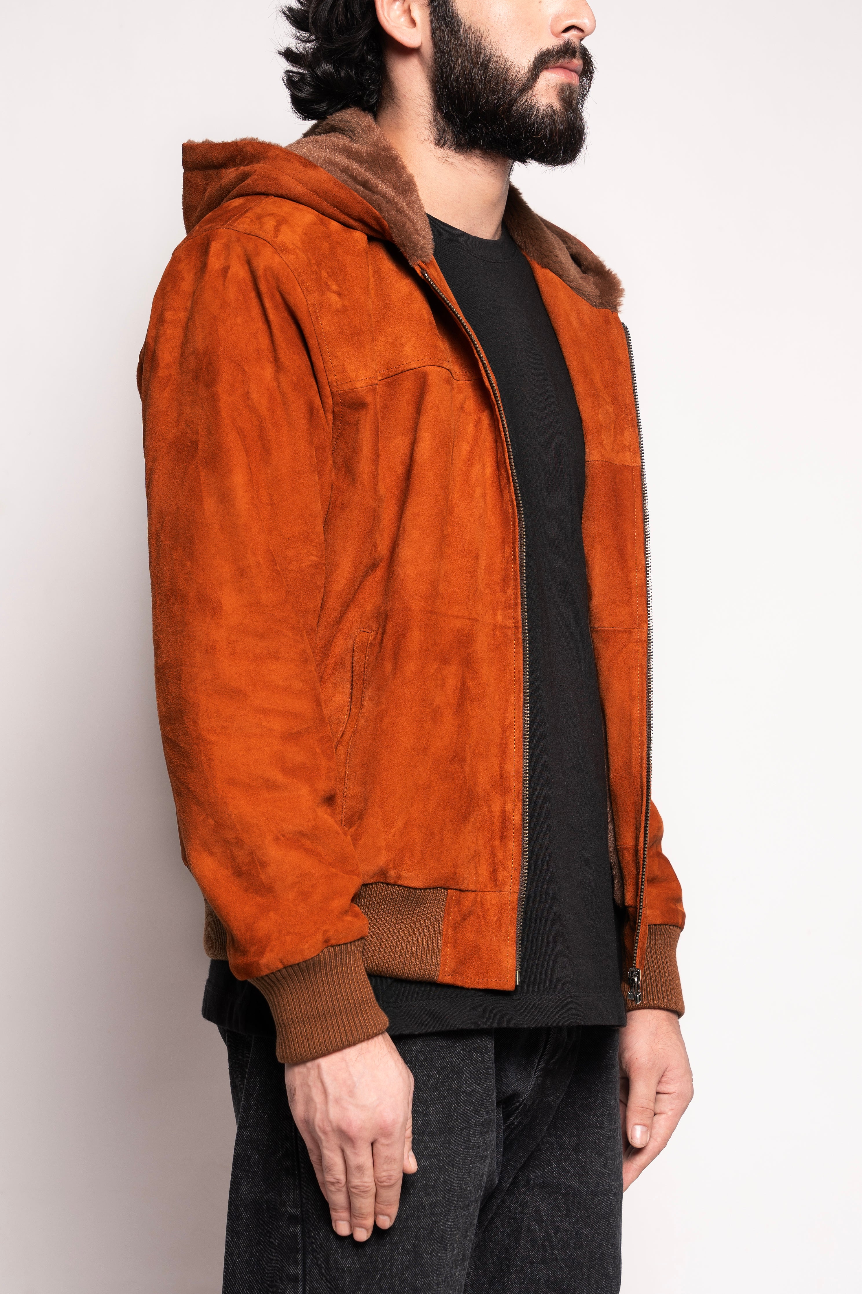 Markstyling Men's Genuine Premium Suede Leather Jacket Real Motorcycle Jackets For Men